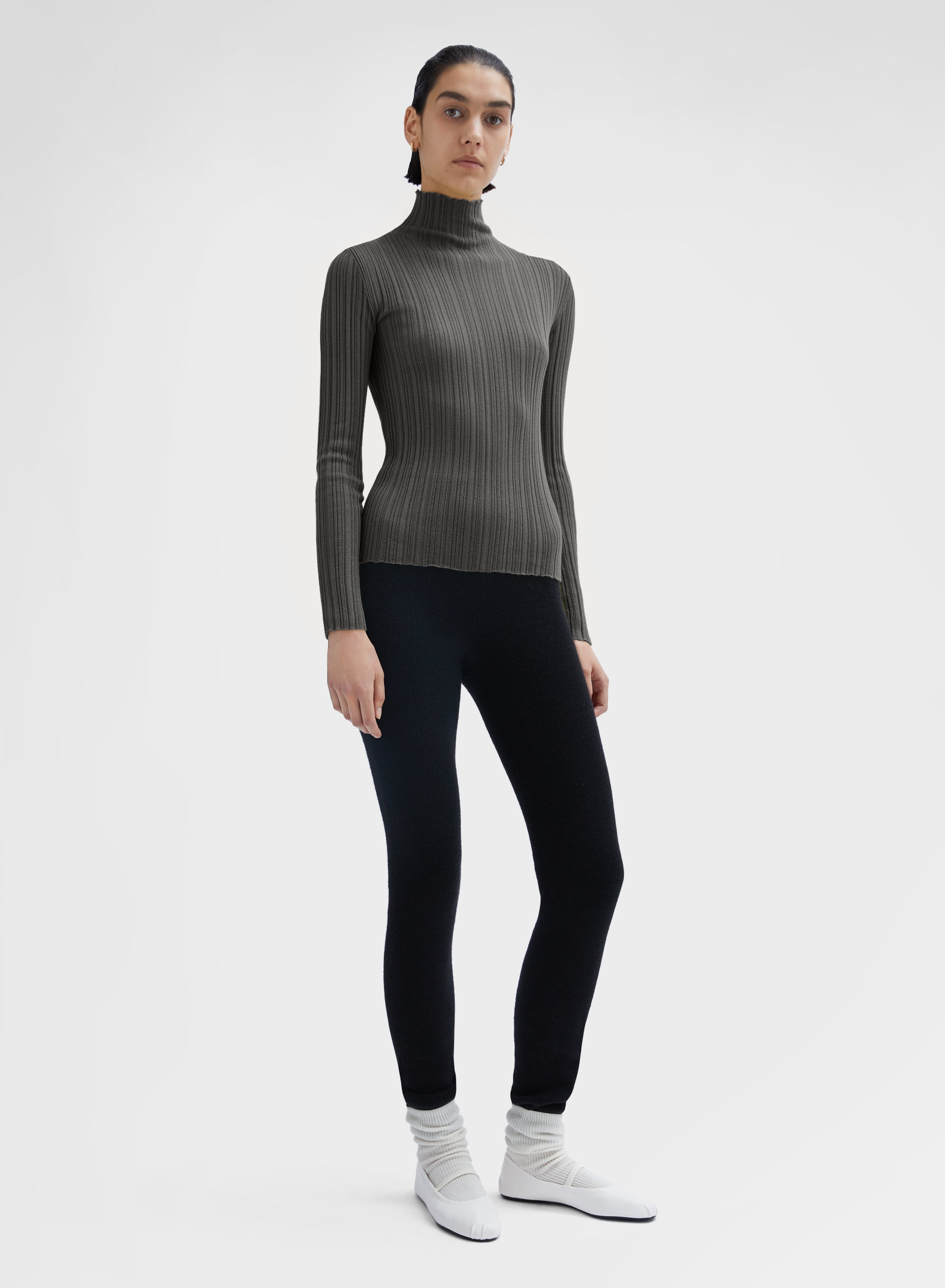 CASHMERE SILK MICRO PLISSÉ MOCK NECK