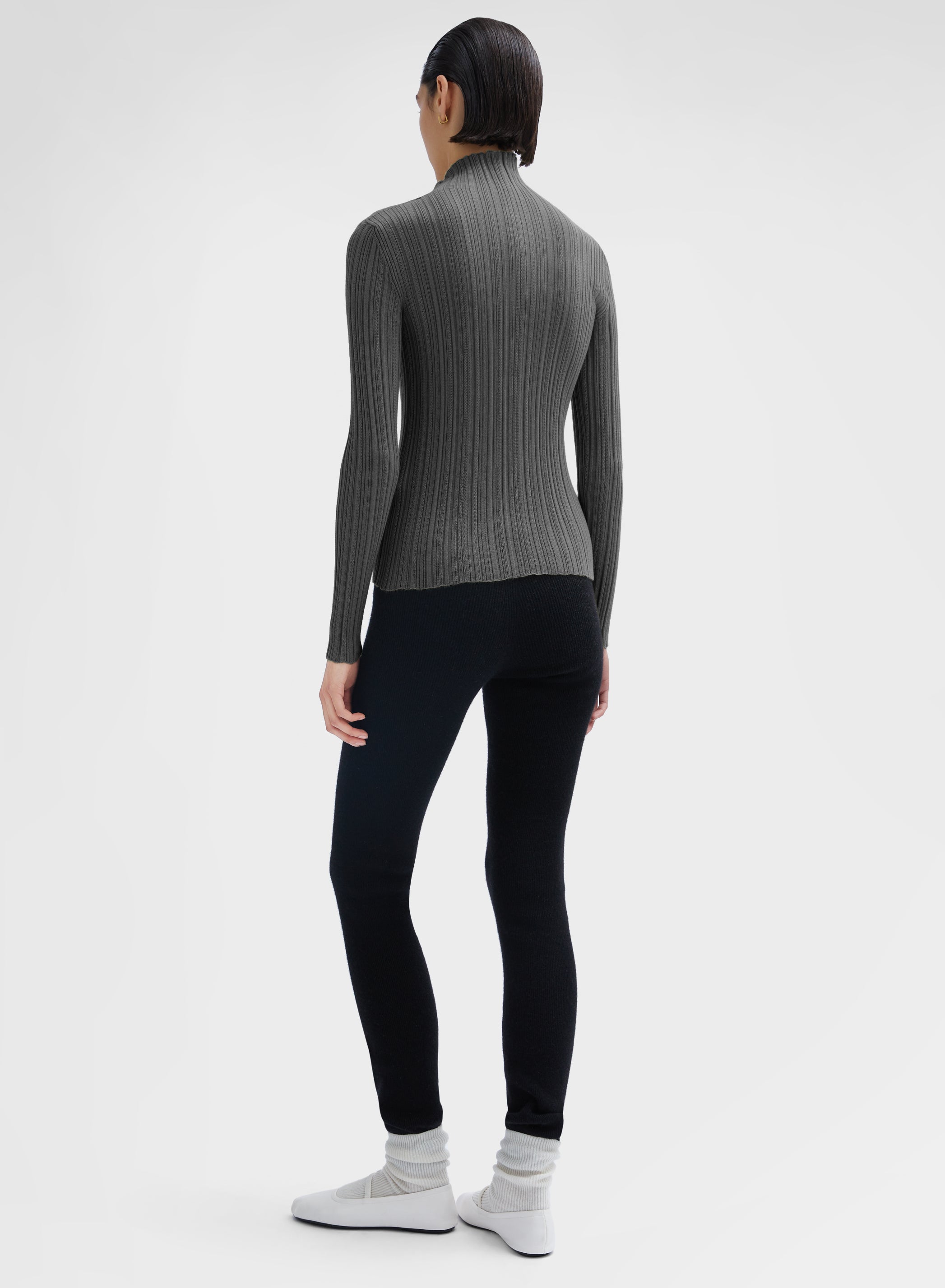 CASHMERE SILK MICRO PLISSÉ MOCK NECK