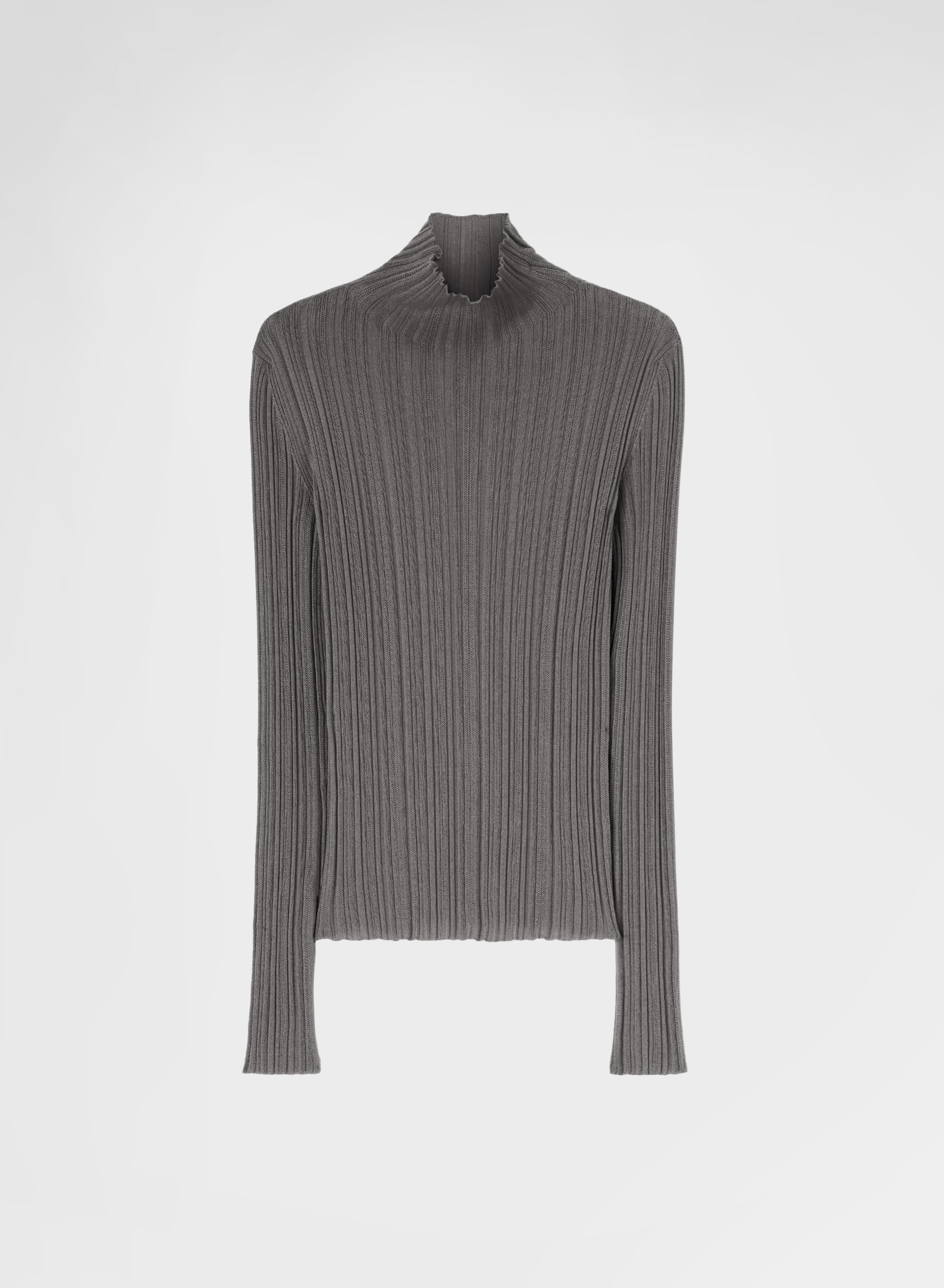 CASHMERE SILK MICRO PLISSÉ MOCK NECK