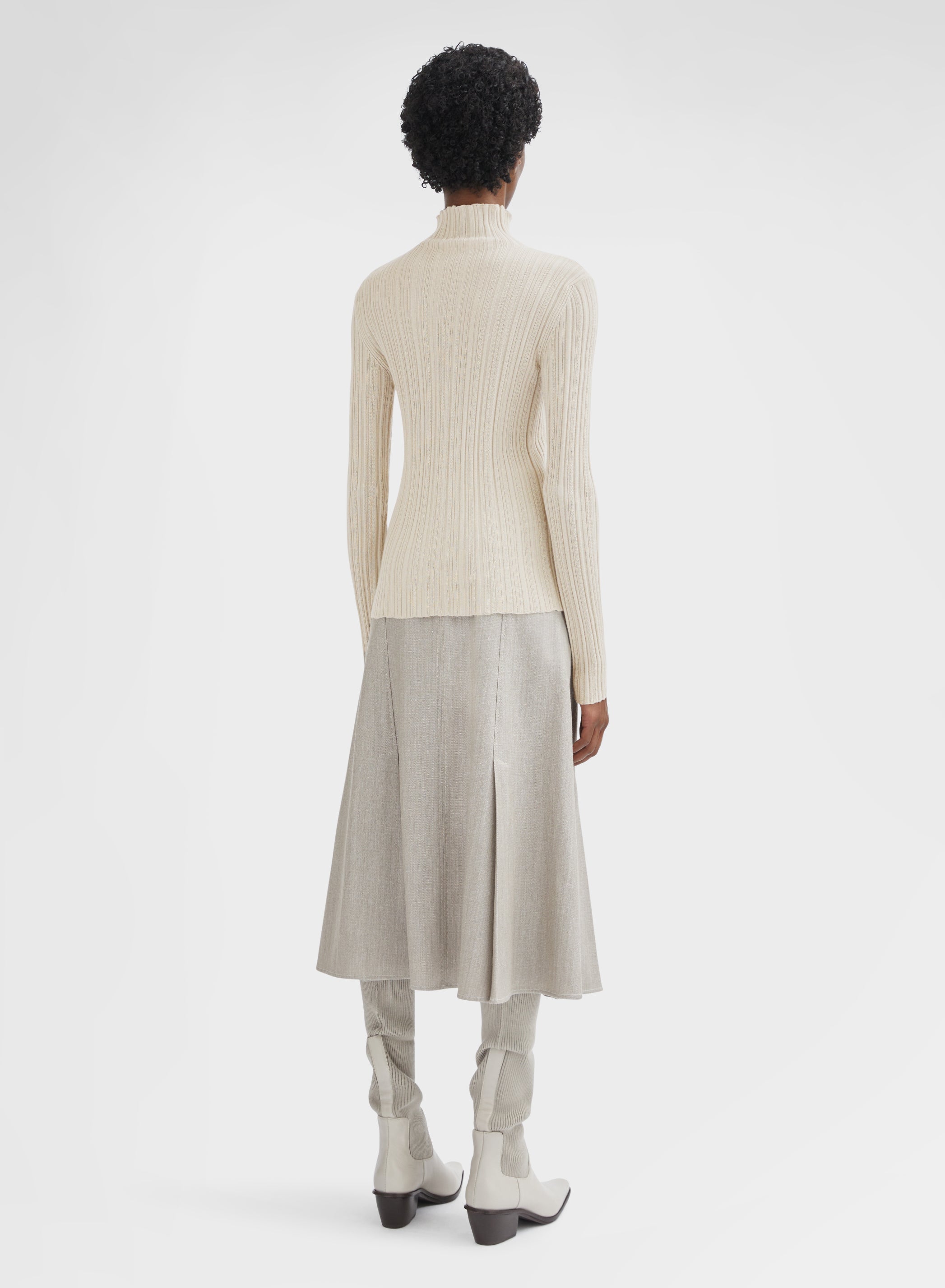 CASHMERE SILK MICRO PLISSÉ MOCK NECK