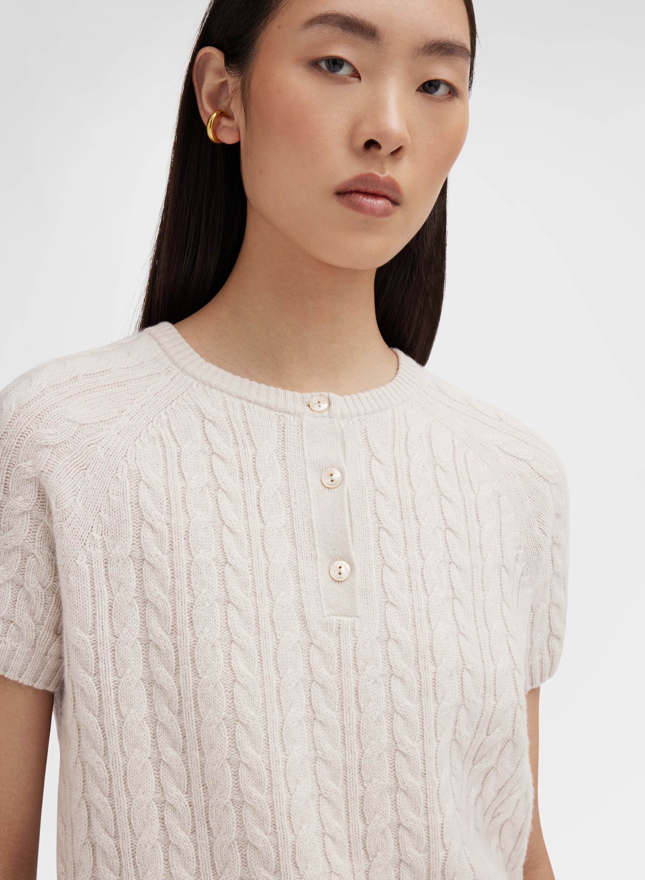 SHORT SLEEVE CREWNECK CASHMERE TRECCE MOON