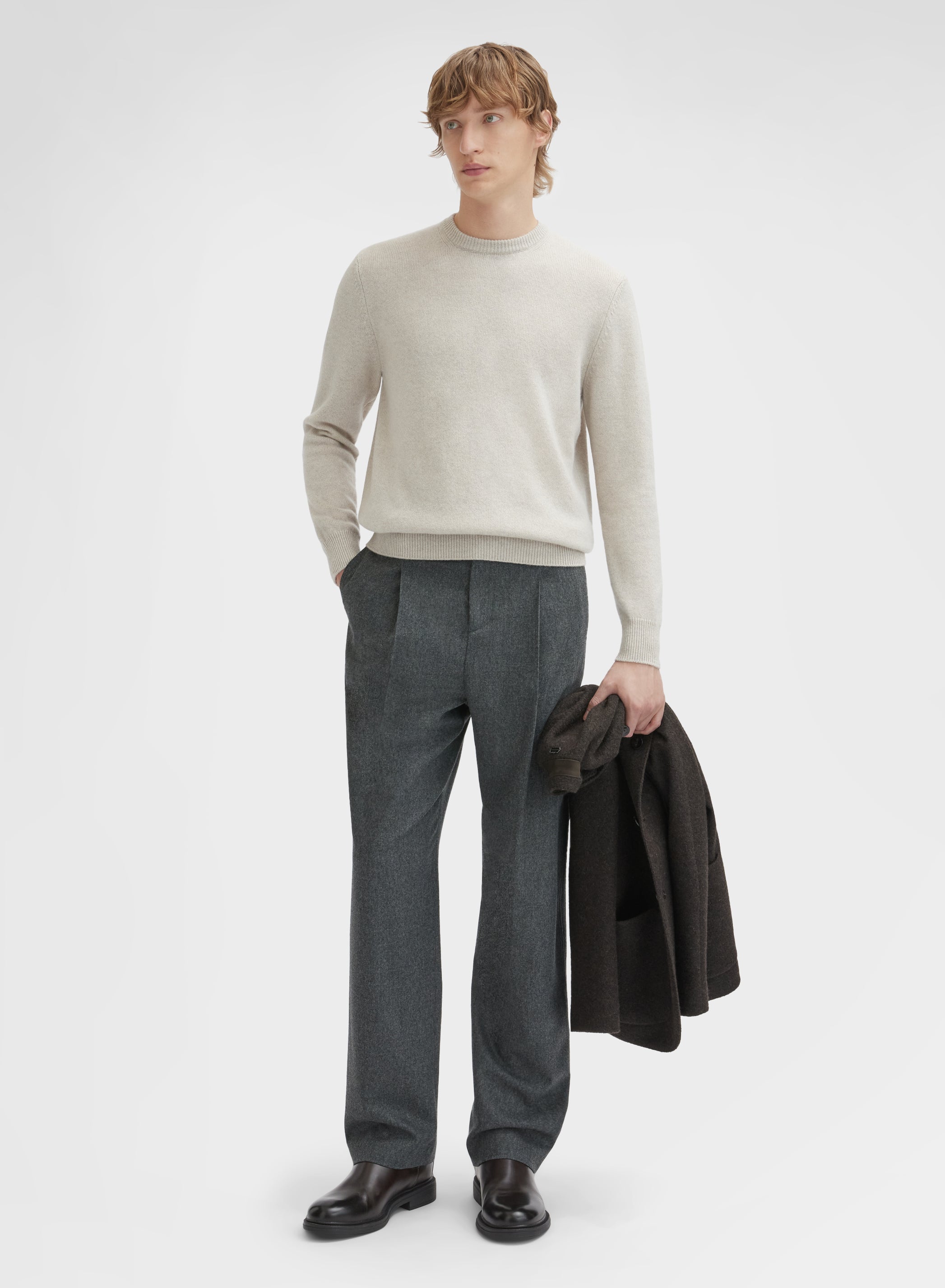 LONG SLEEVE CREWNECK CASHMERE TUBOLARE CANVAS