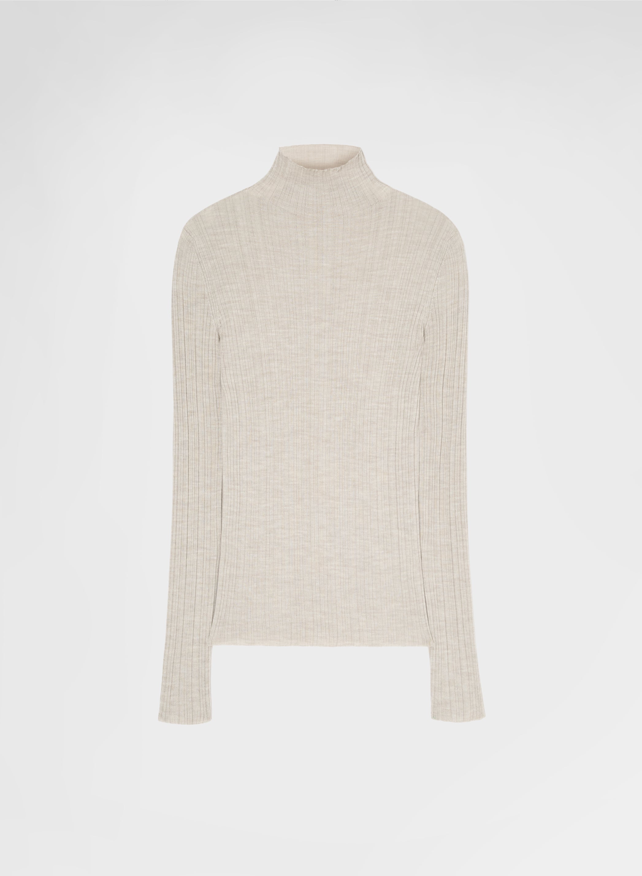 CASHMERE SILK MICRO PLISSÉ MOCK NECK CHANTILLY