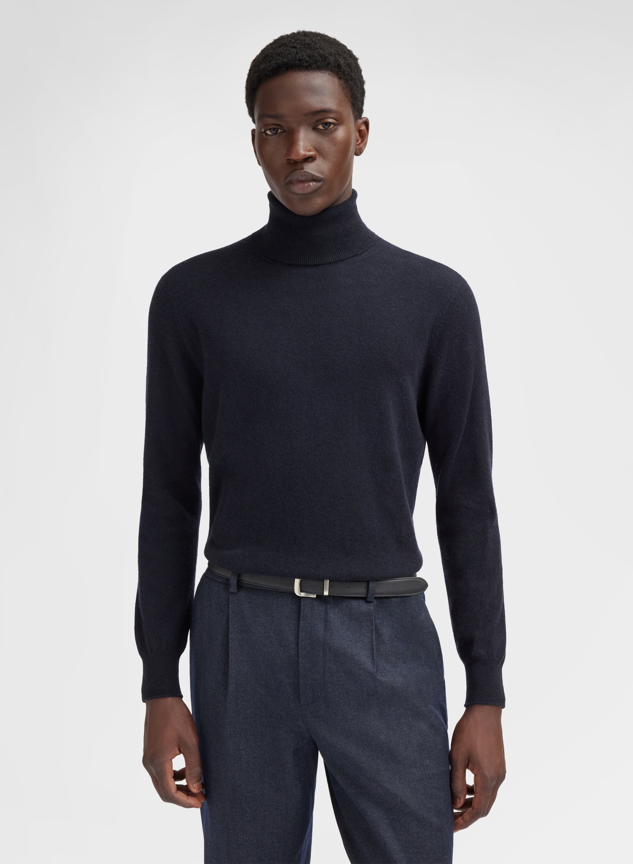 LONG SLEEVE TURTLE NECK CASHMERE RASATO NAVY