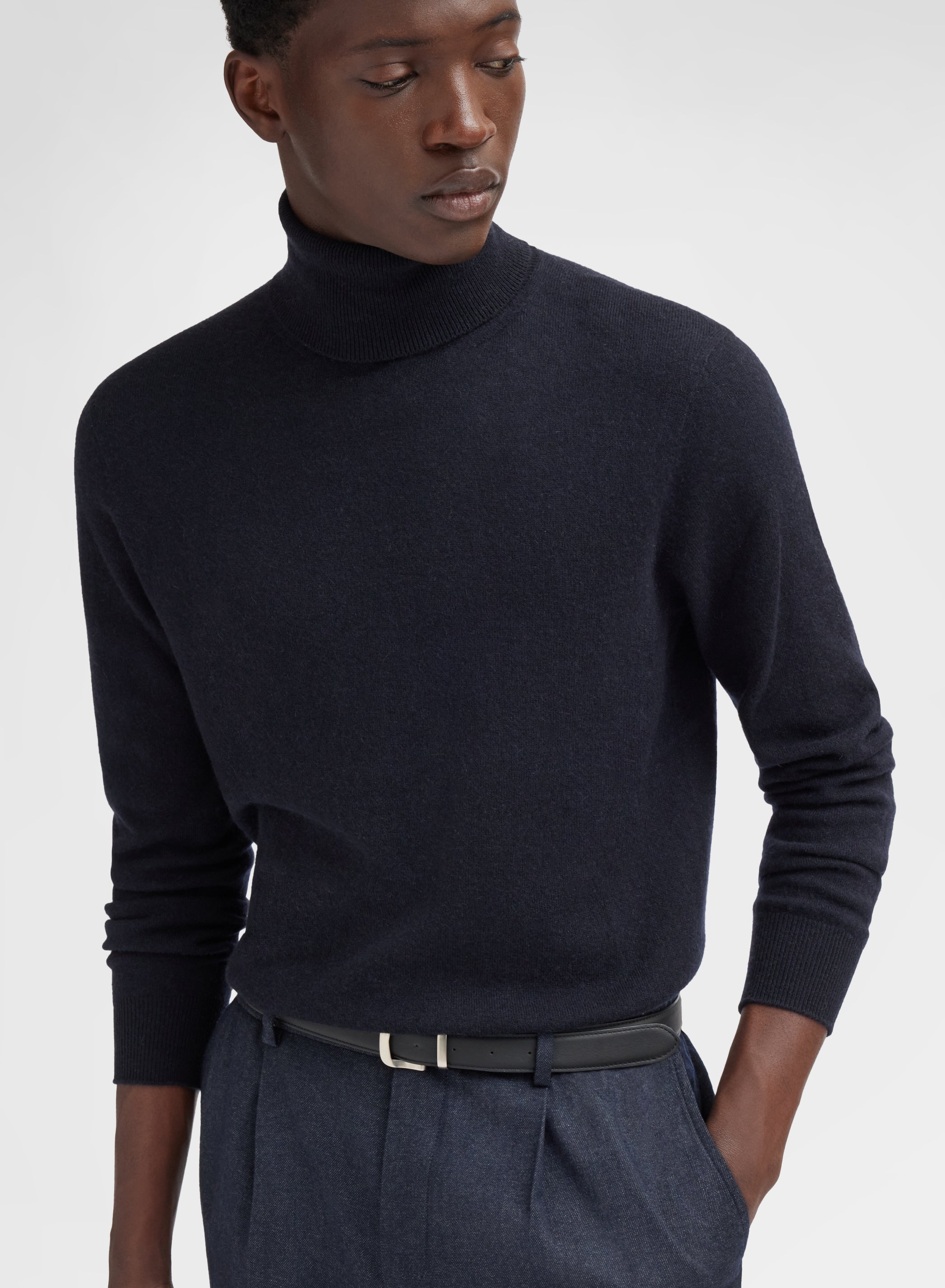 LONG SLEEVE TURTLE NECK CASHMERE RASATO NAVY