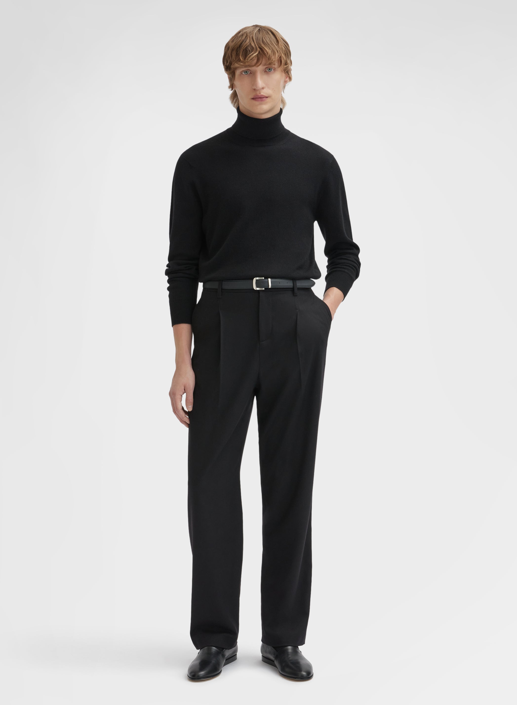 LONG SLEEVE TURTLE NECK CASHMERE RASATO BLACK
