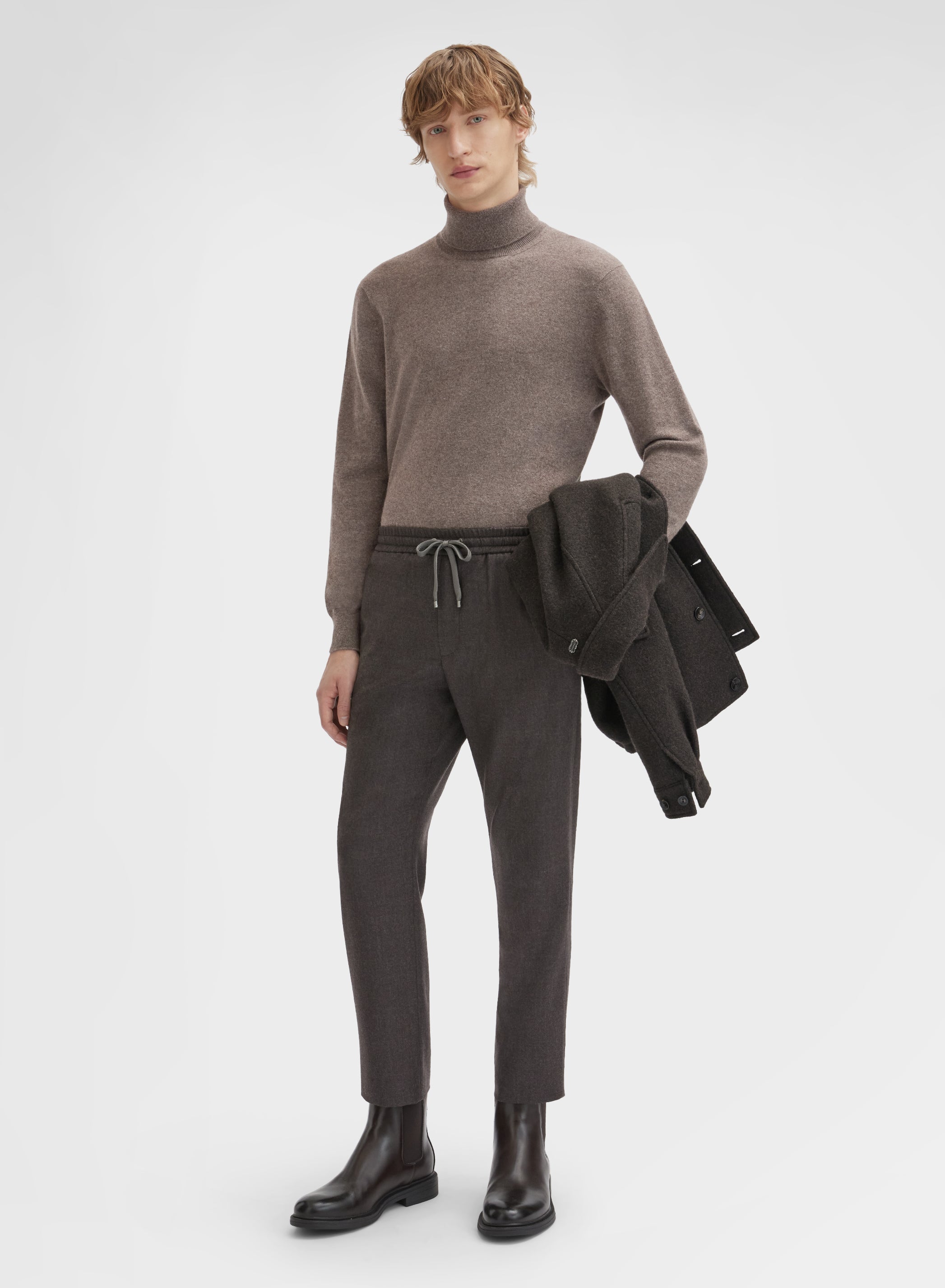 LONG SLEEVE TURTLE NECK CASHMERE RASATO CUMINO