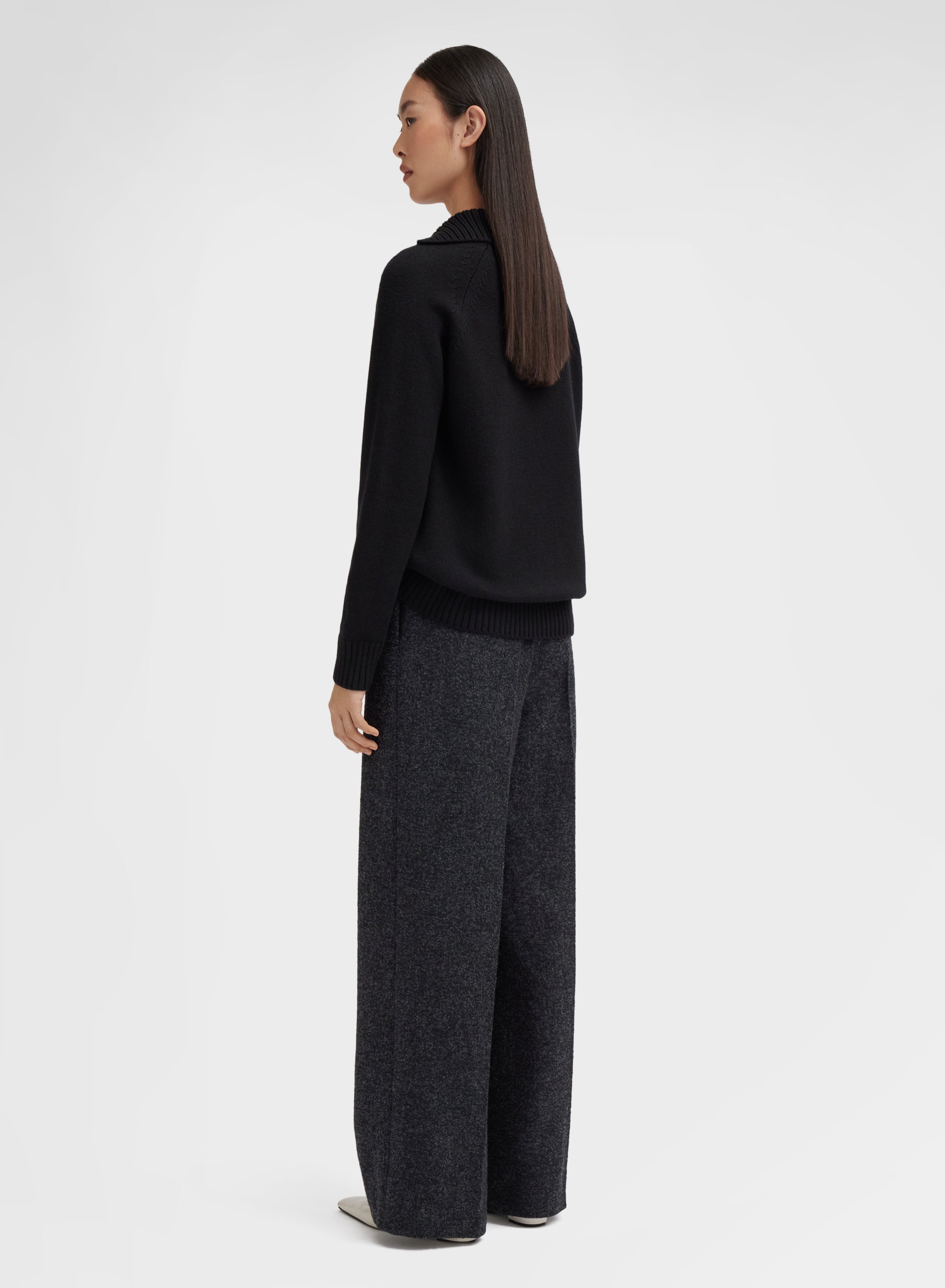 LONG SLEEVE POLO CASHMERE RASATO BLACK