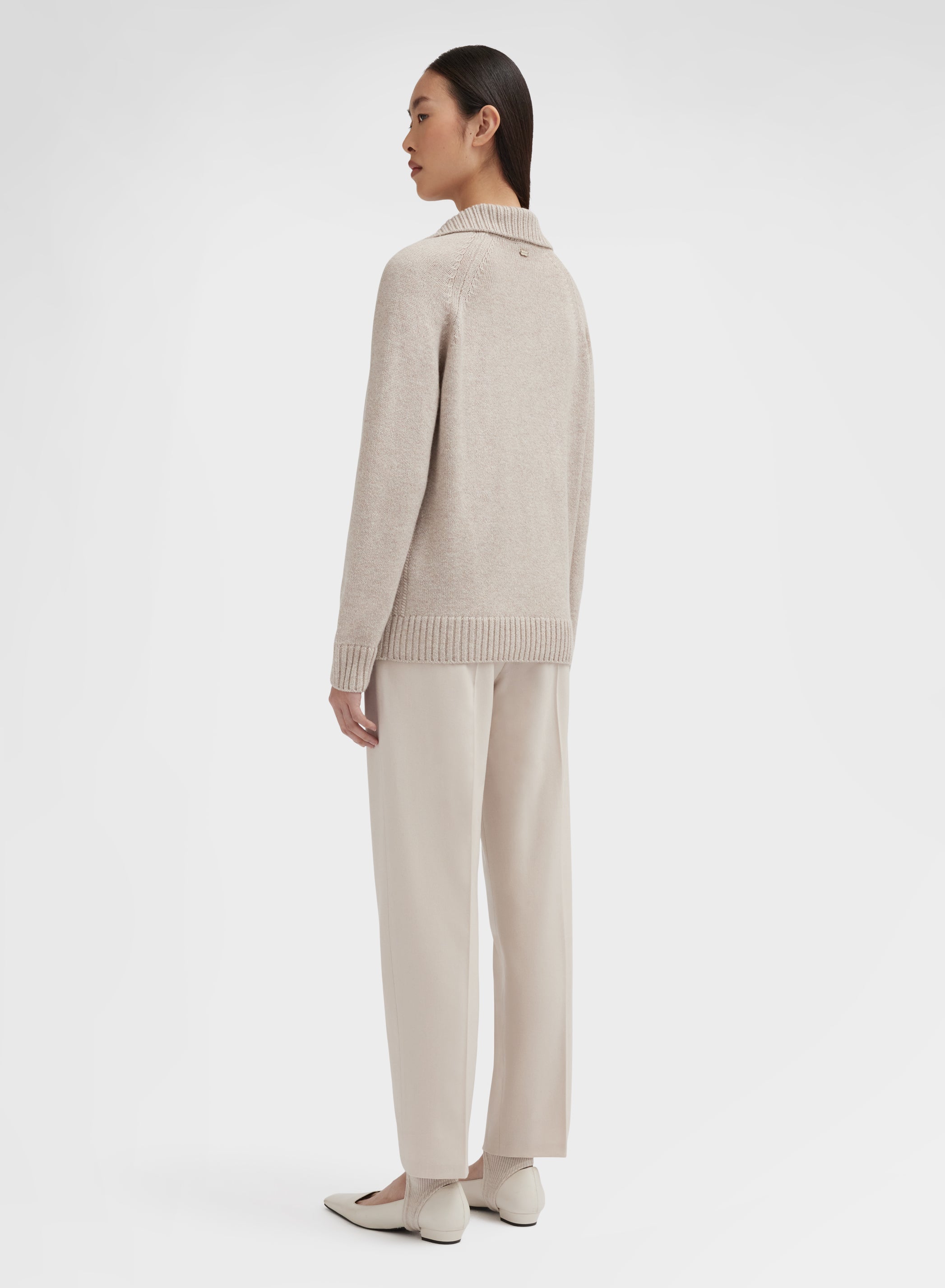 LONG SLEEVE POLO CASHMERE RASATO ALBINO