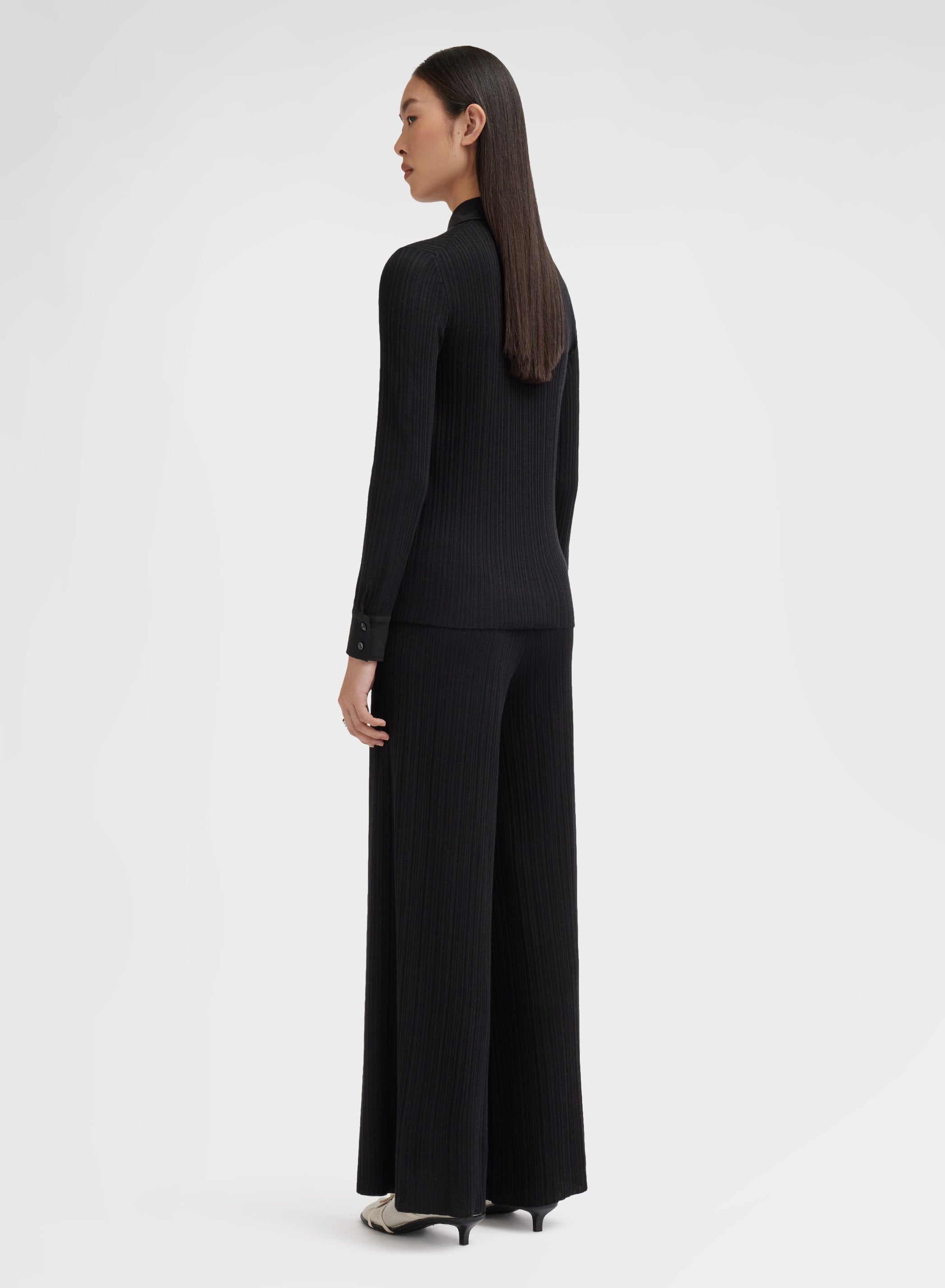 CASHMERE SILK MICRO PLISSÉ PANTS BLACK