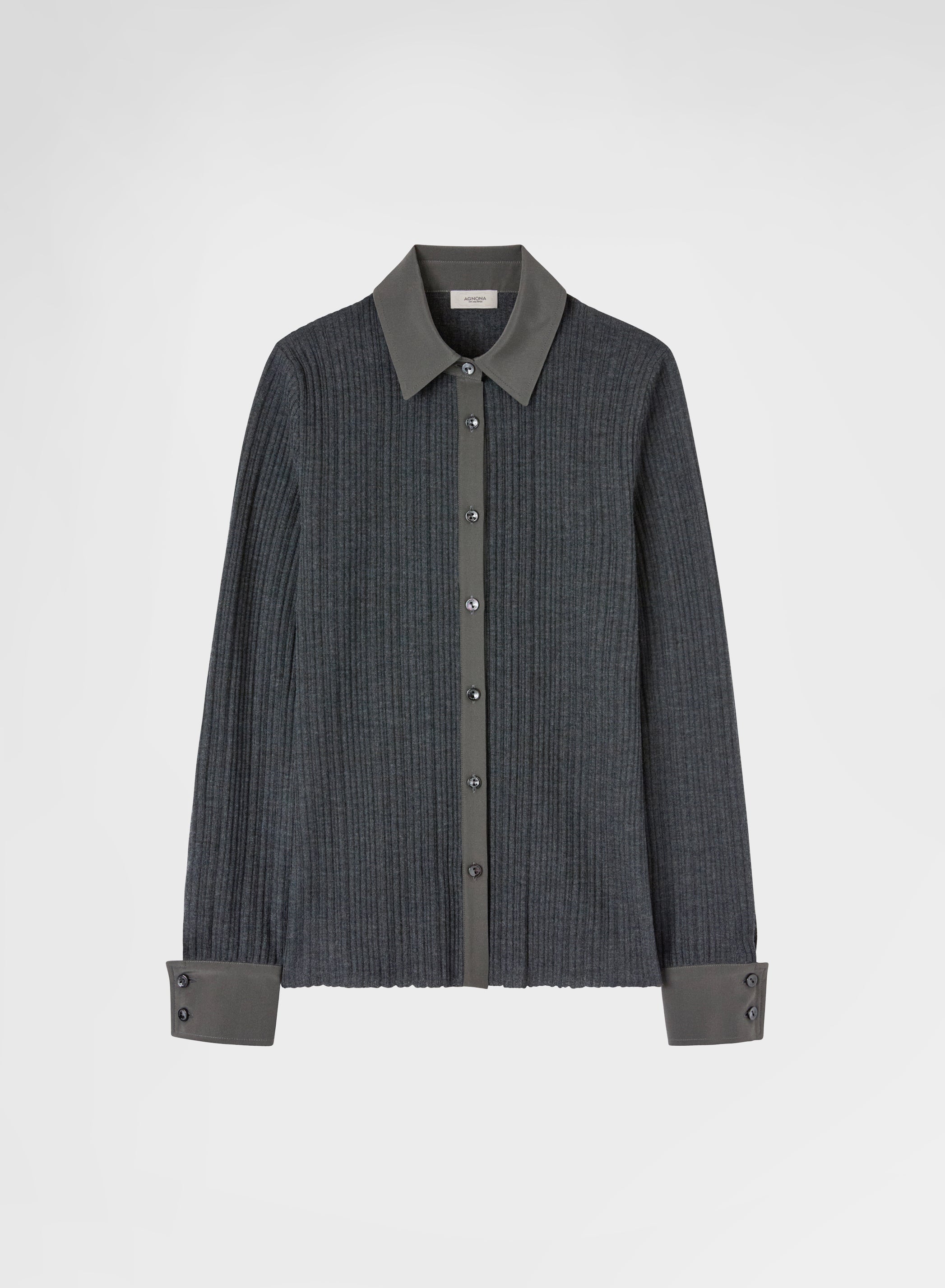 LONG SLEEVE SHIRT MICRO PLISSE CHARCOAL