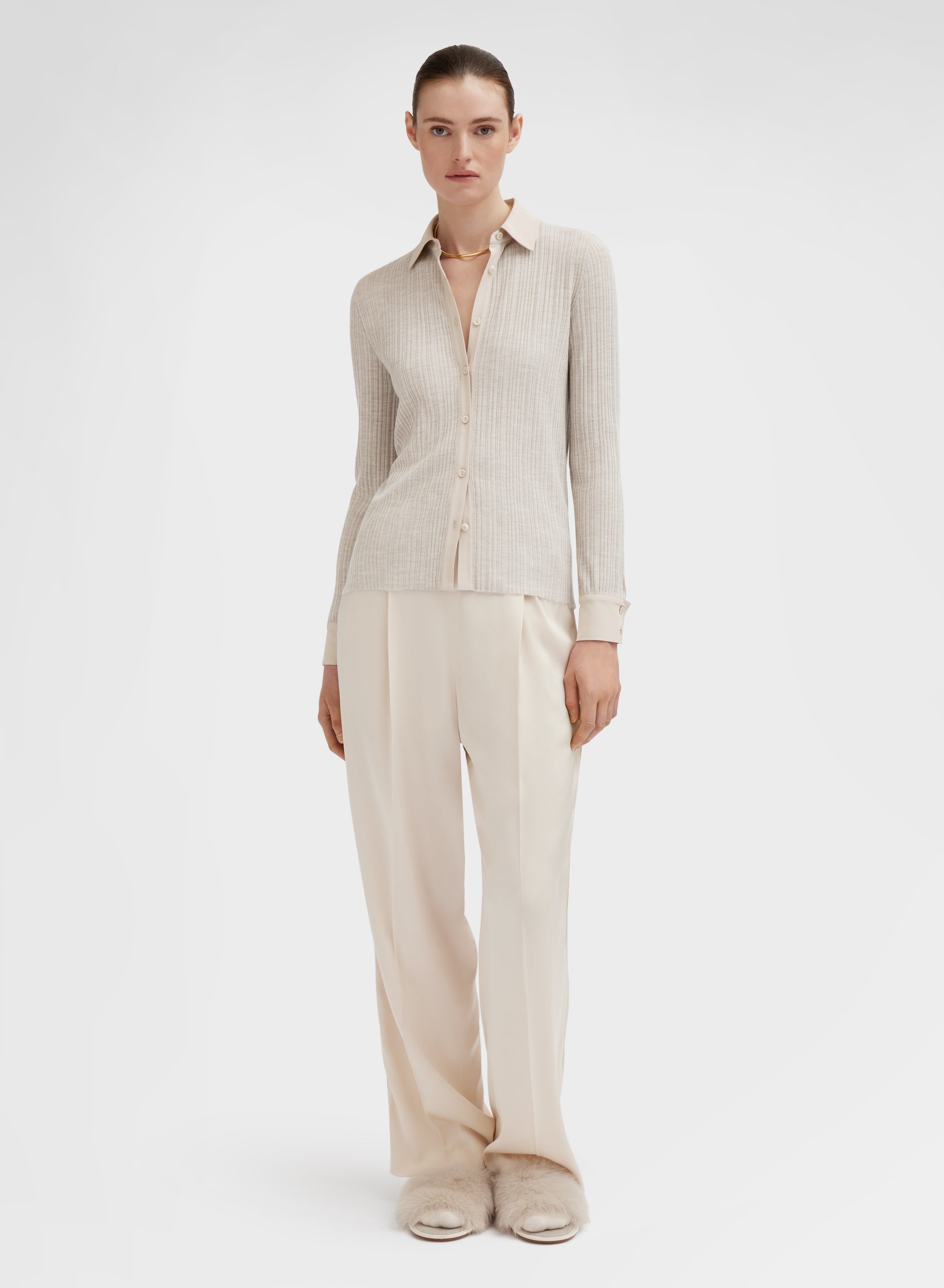 LONG SLEEVE SHIRT MICRO PLISSÉ CHANTILLY