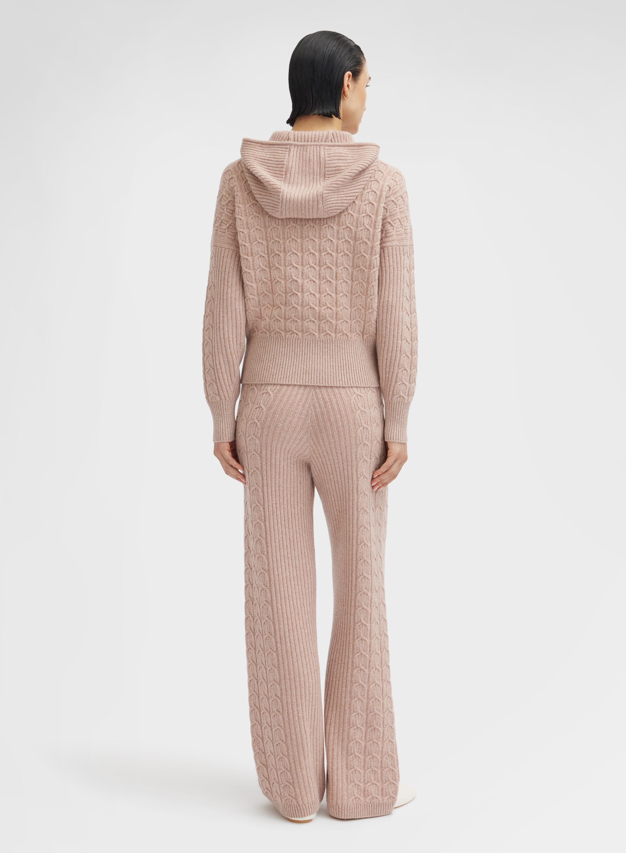 LONG SLEEVE CASHMERE PLAIT ROSE