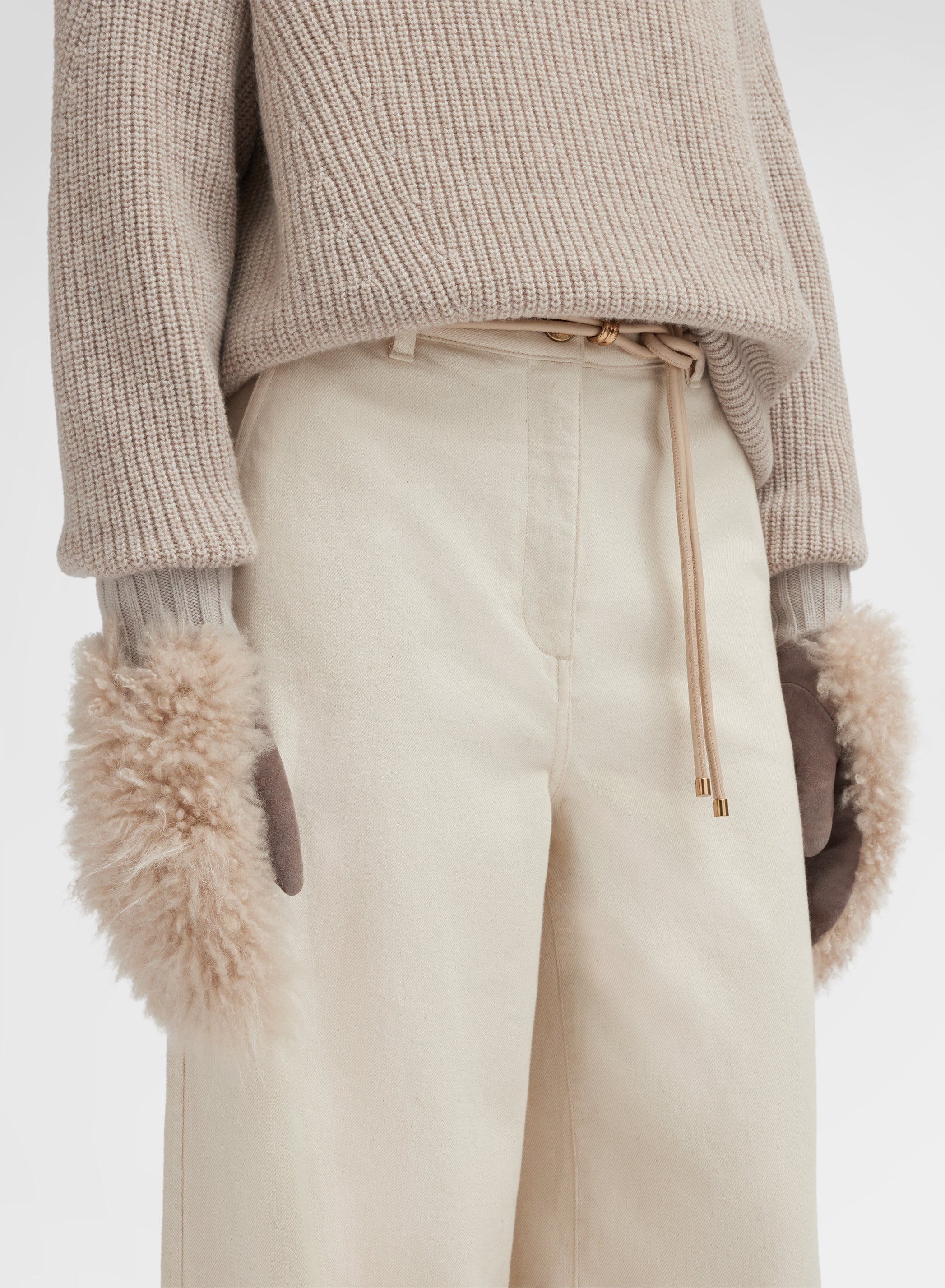 CASHMERE RIB GLOVES CHAMPAGNE