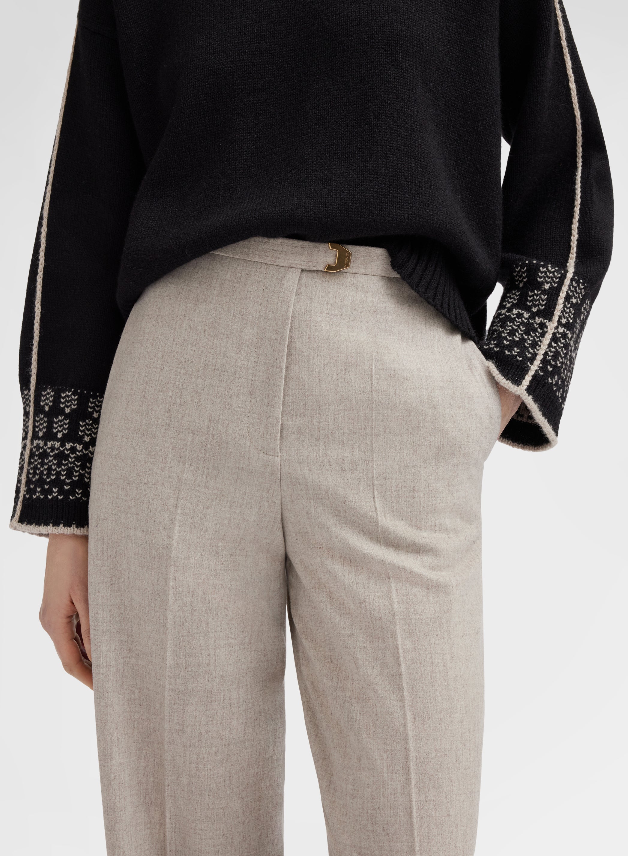 WOMAN WOOL CASHMERE STRETCH FLANNEL AMANDA PANTS CANVAS