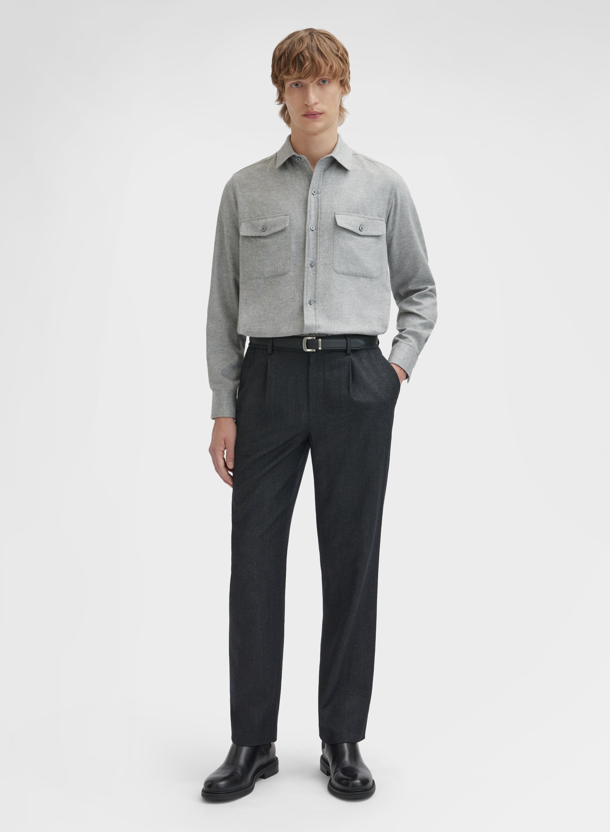WOOL COTTON PANTS CHARCOAL