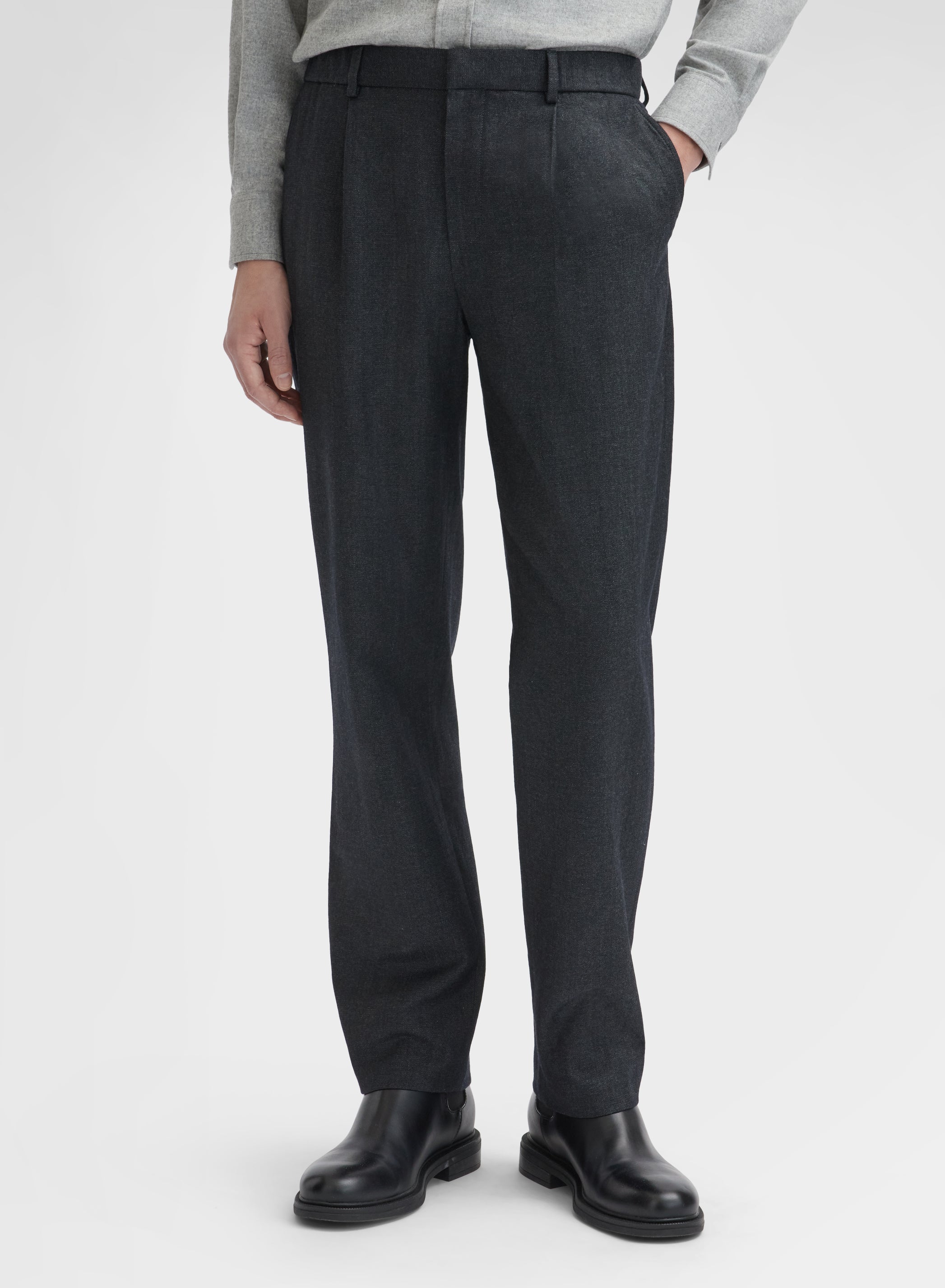 WOOL COTTON PANTS CHARCOAL