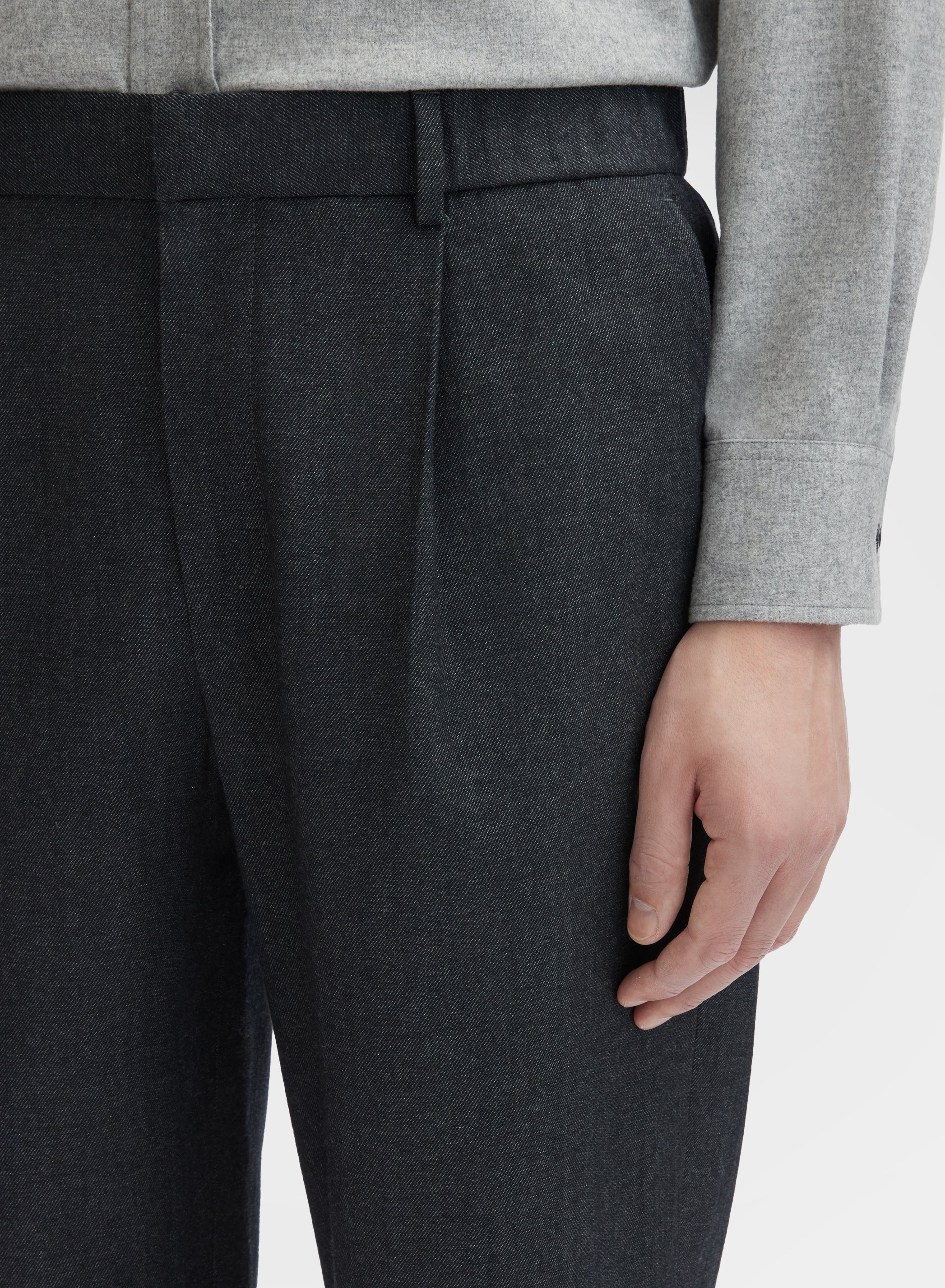 WOOL COTTON PANTS CHARCOAL