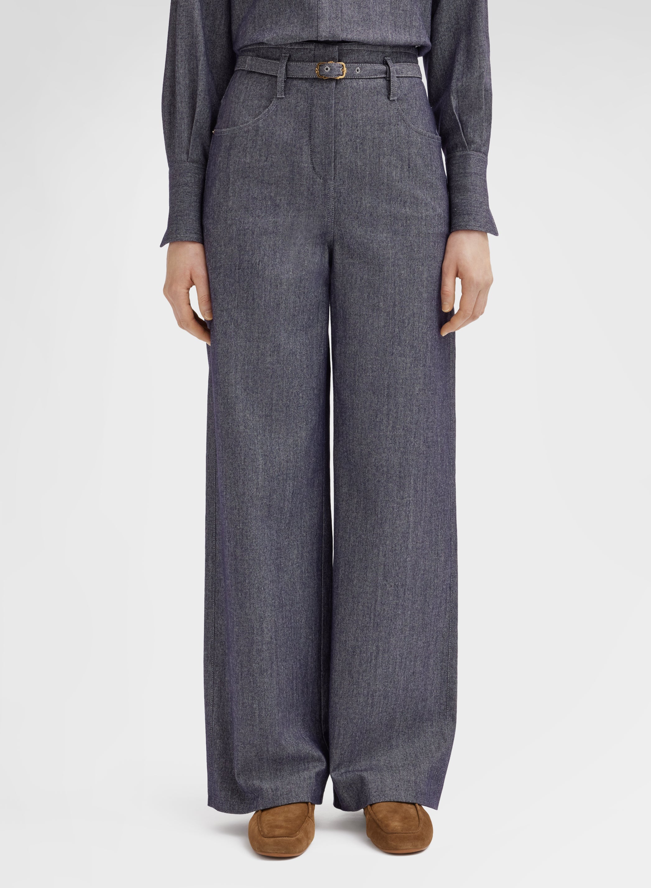COTTON CASHMERE DENIM PANTS BLUE CHINA