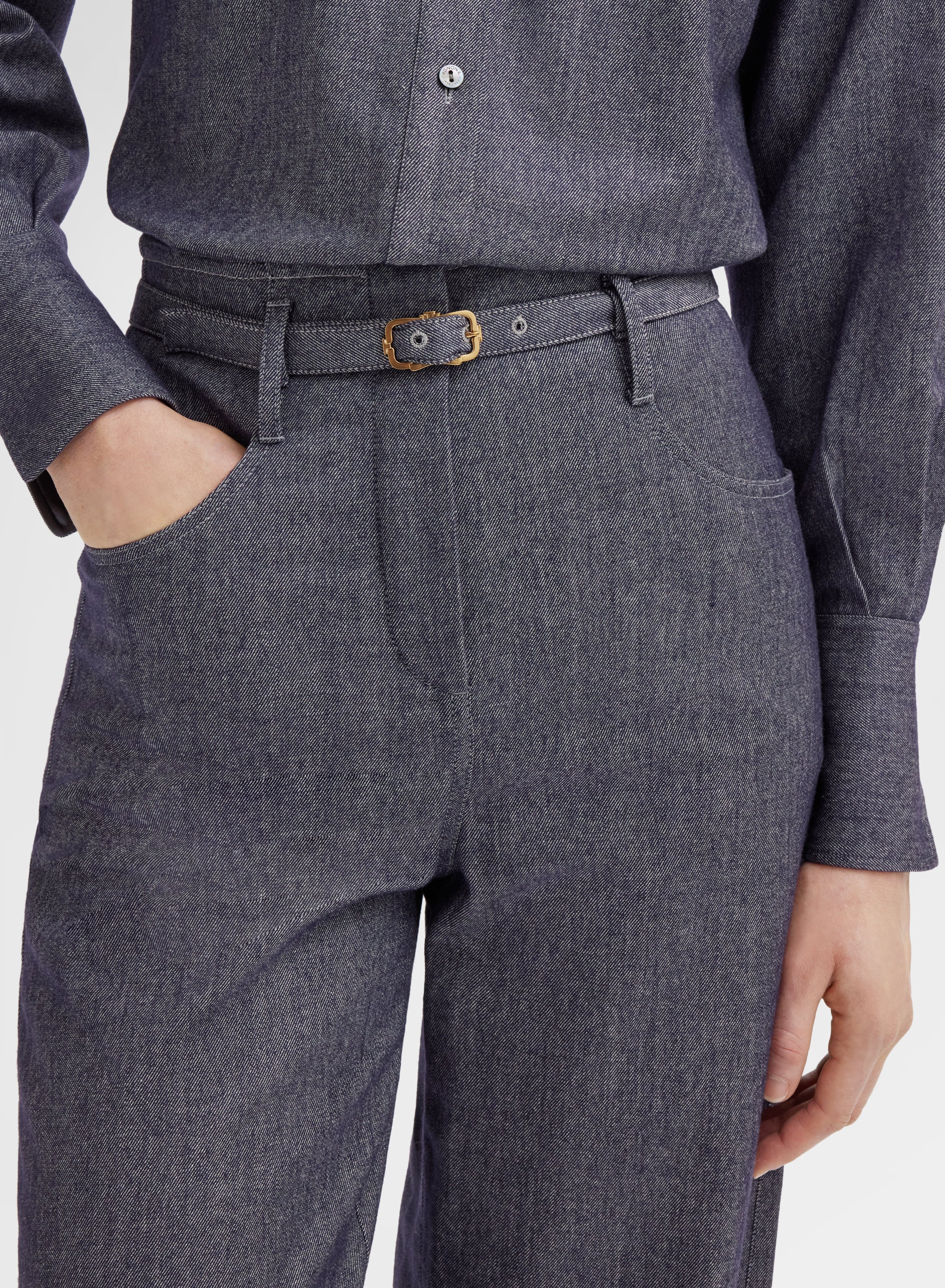COTTON CASHMERE DENIM PANTS BLUE CHINA