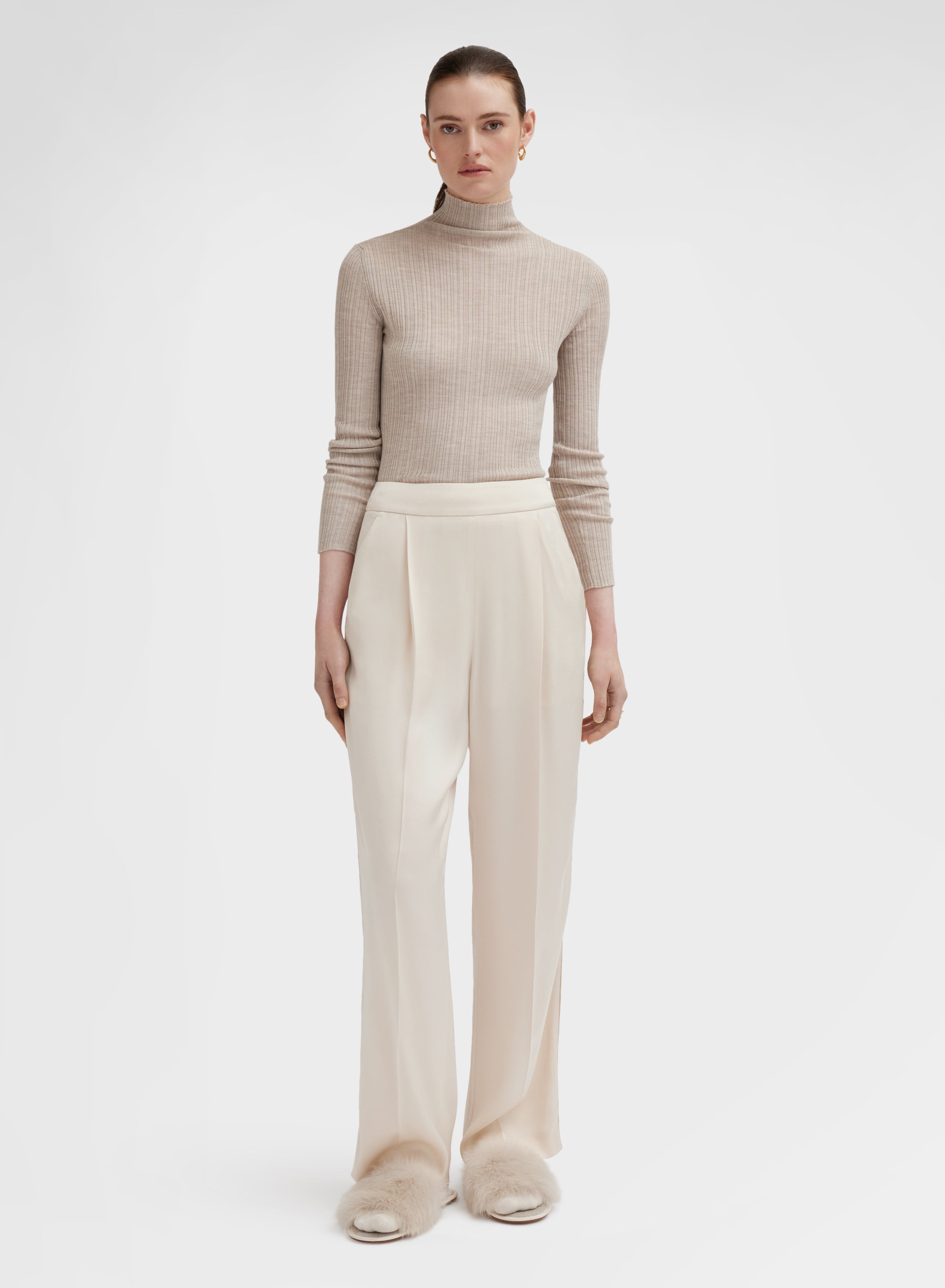 SILK BLEND SATIN PANTS CHAMPAGNE