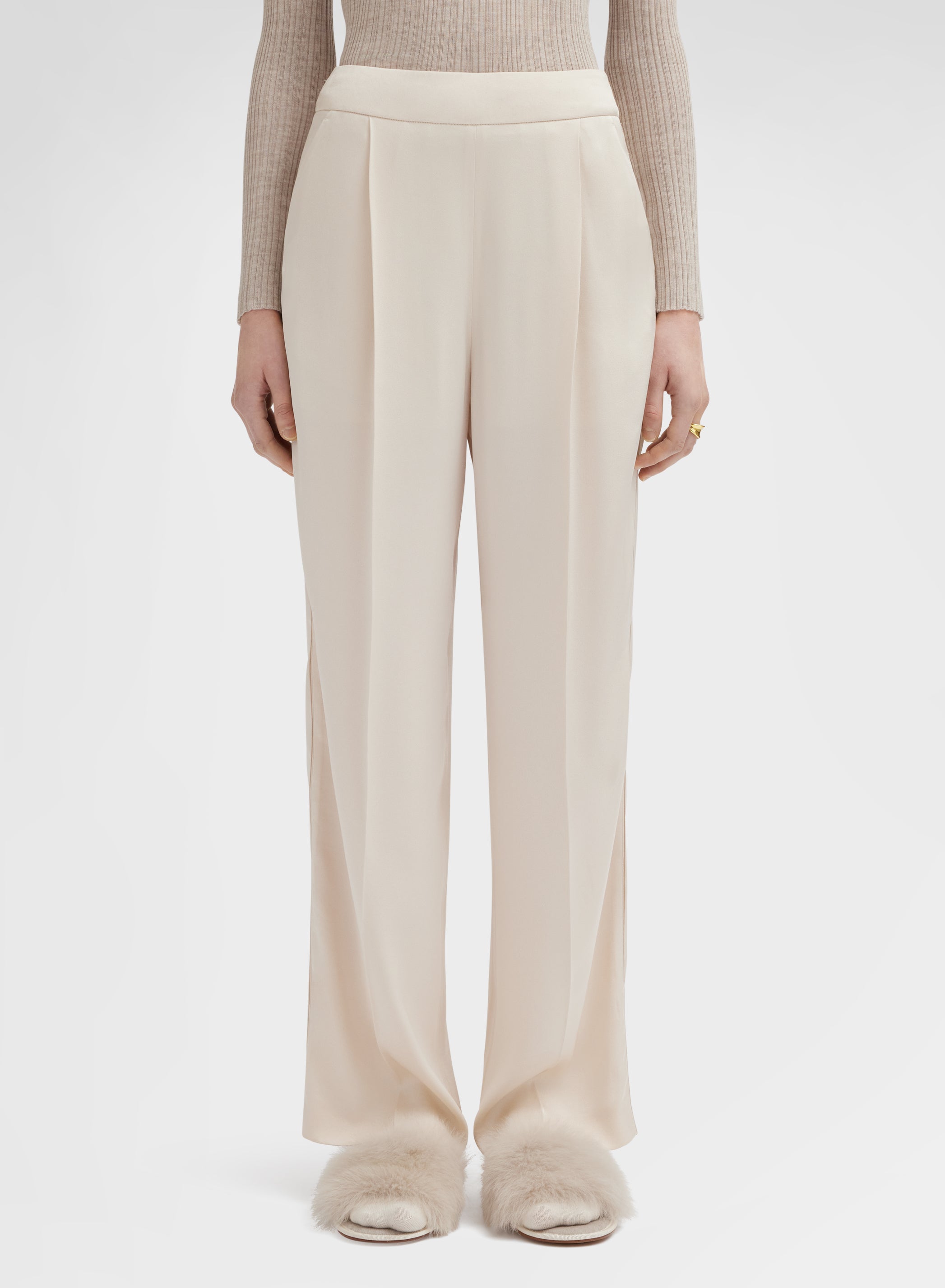 SILK BLEND SATIN PANTS CHAMPAGNE