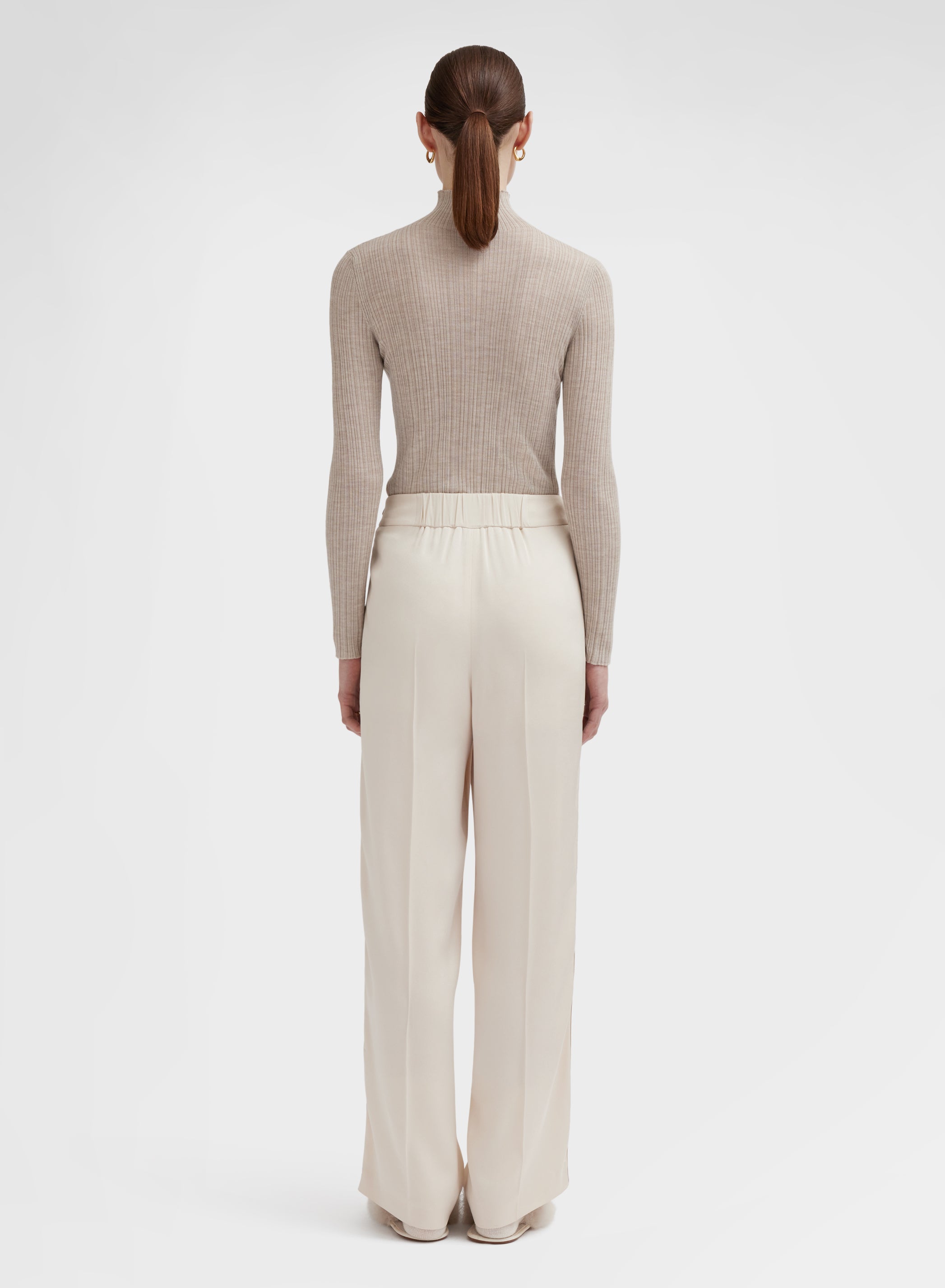 SILK BLEND SATIN PANTS CHAMPAGNE