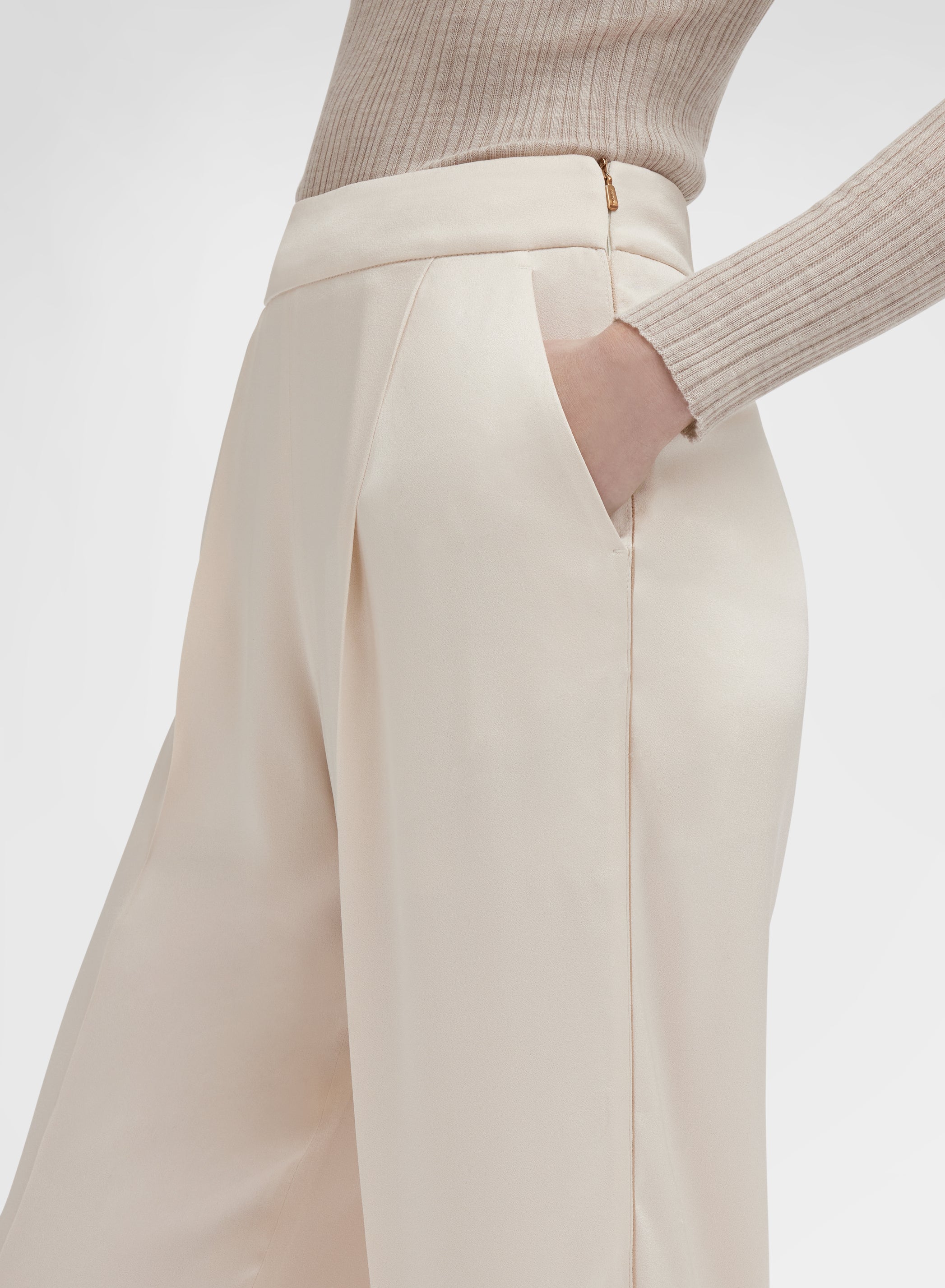 SILK BLEND SATIN PANTS CHAMPAGNE