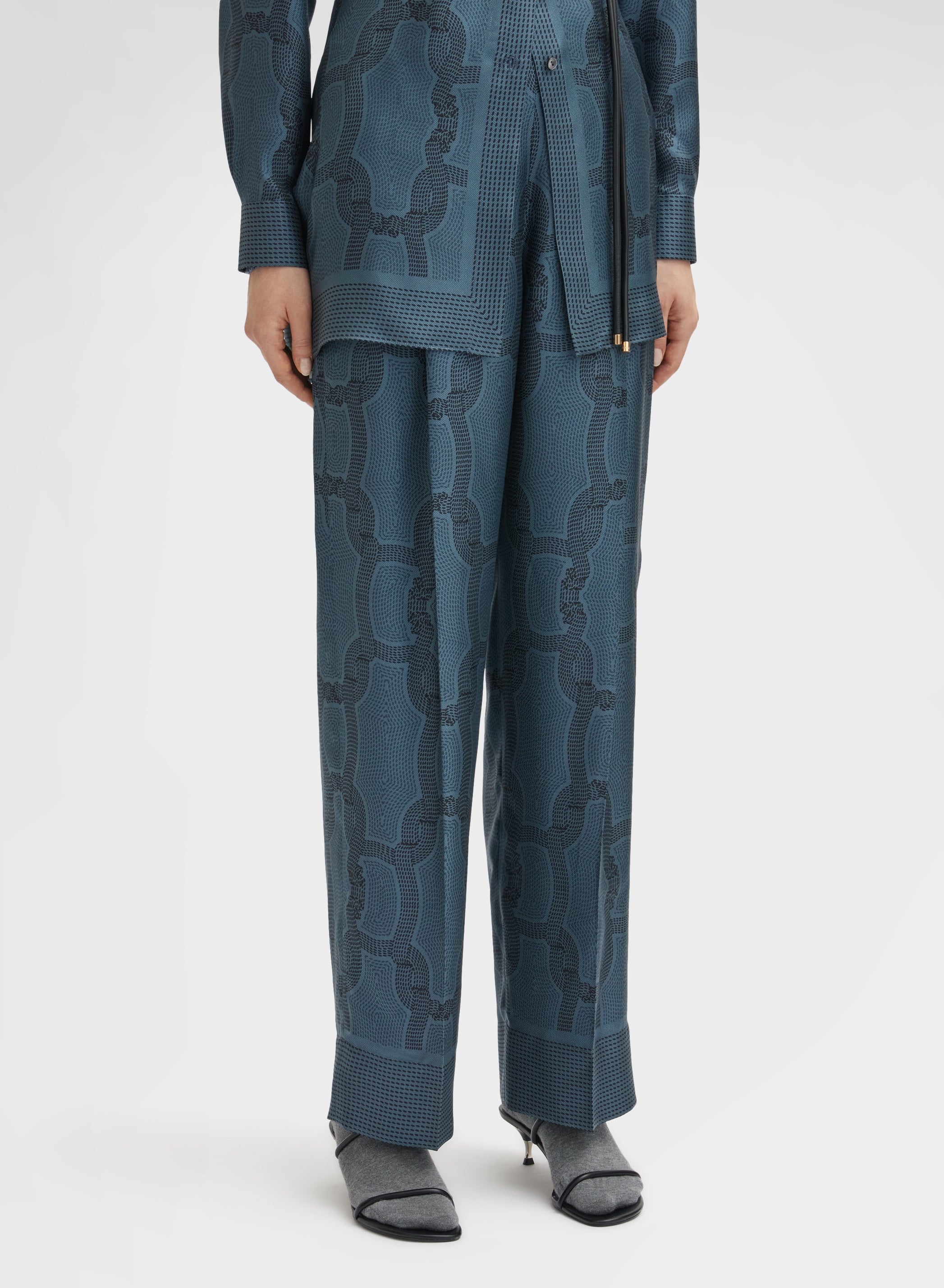 STITCH CHAIN PRINT PANTS PETROL