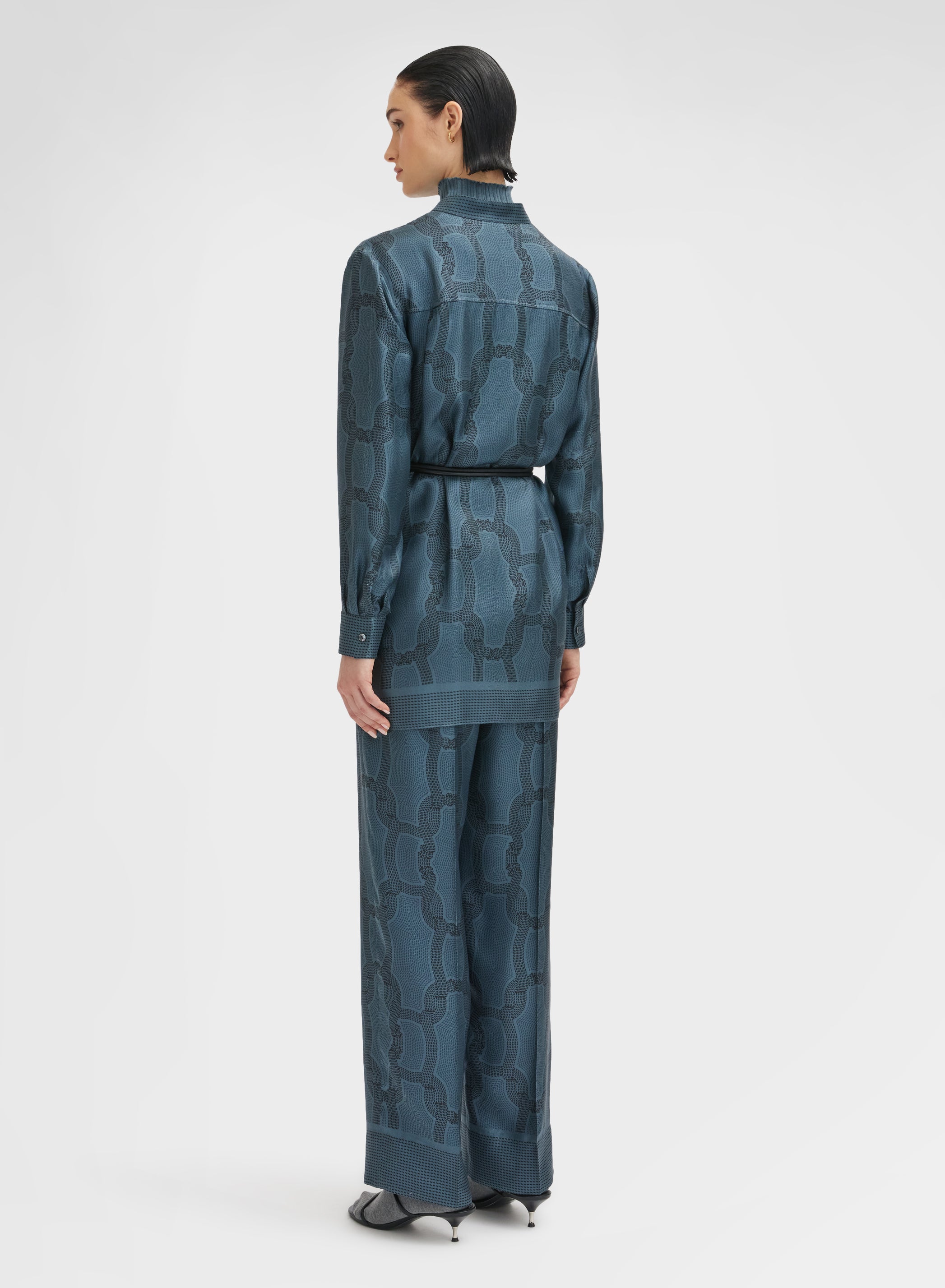 STITCH CHAIN PRINT PANTS PETROL