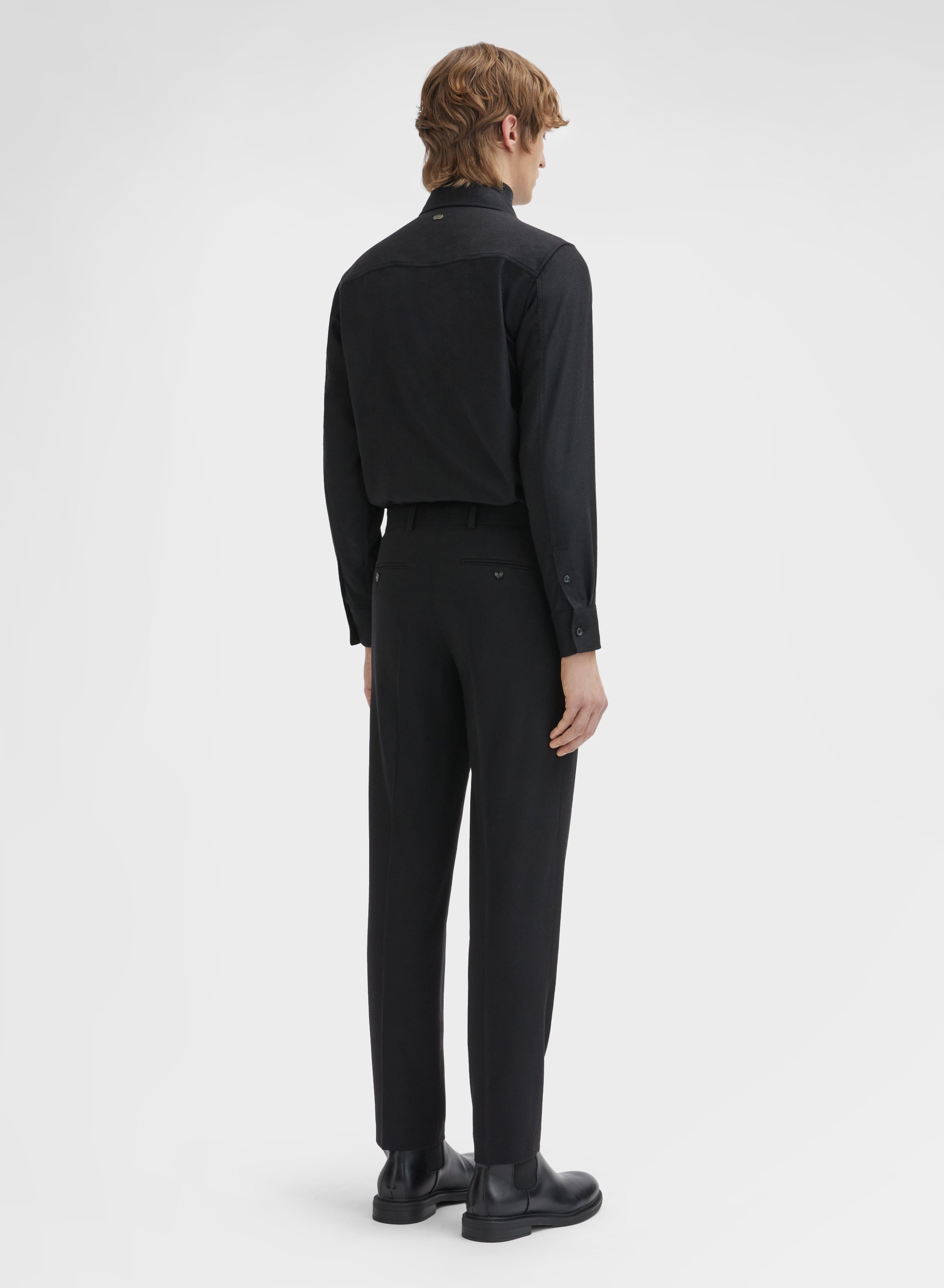 WOOL CASHMERE STRETCH FLANNEL PANTS BLACK