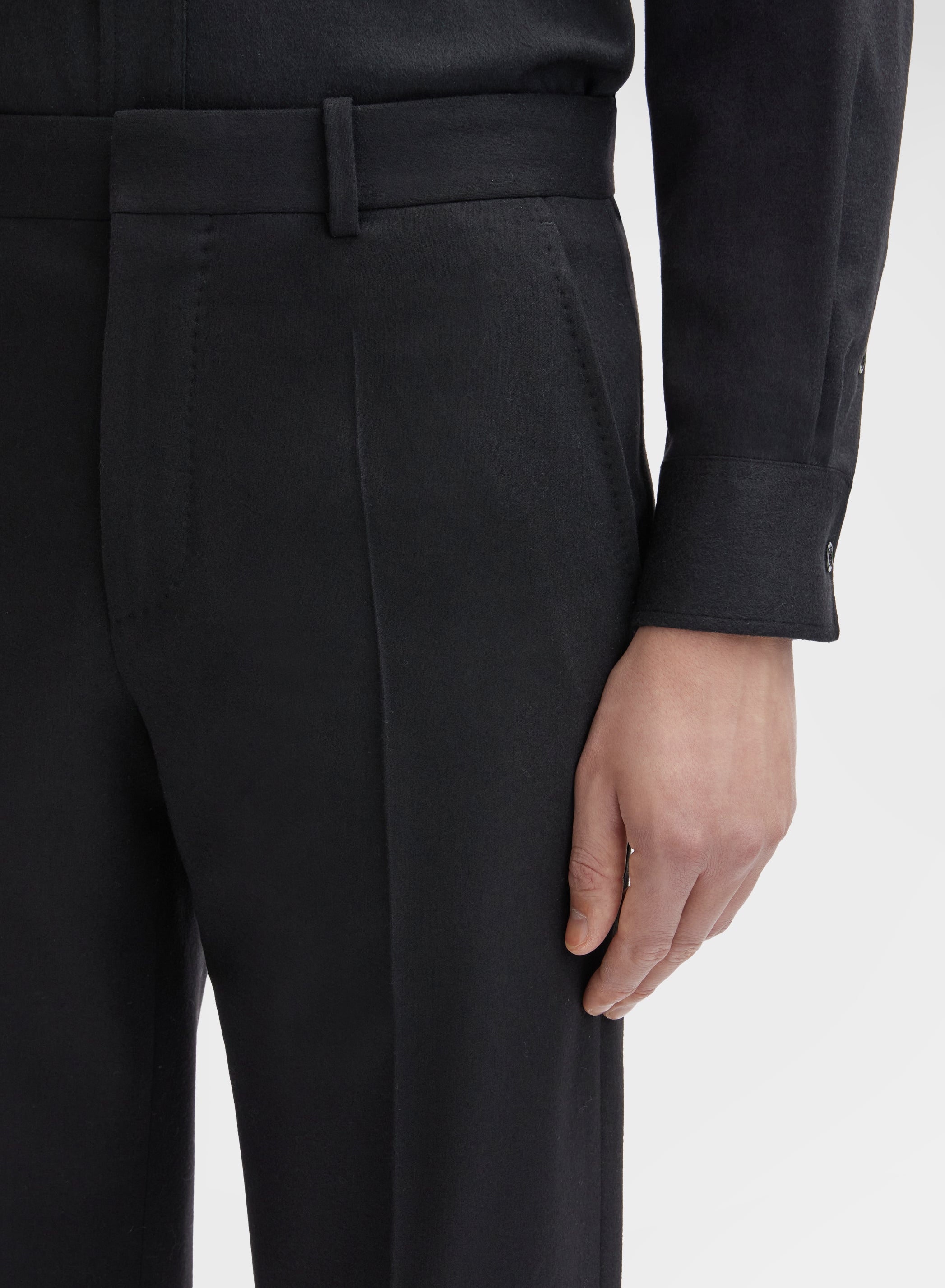 WOOL CASHMERE STRETCH FLANNEL PANTS BLACK