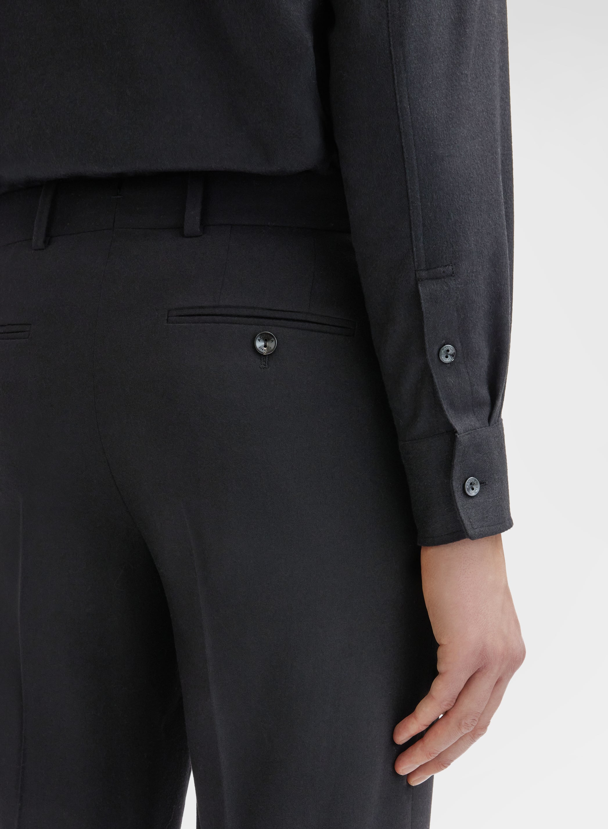 WOOL CASHMERE STRETCH FLANNEL PANTS BLACK
