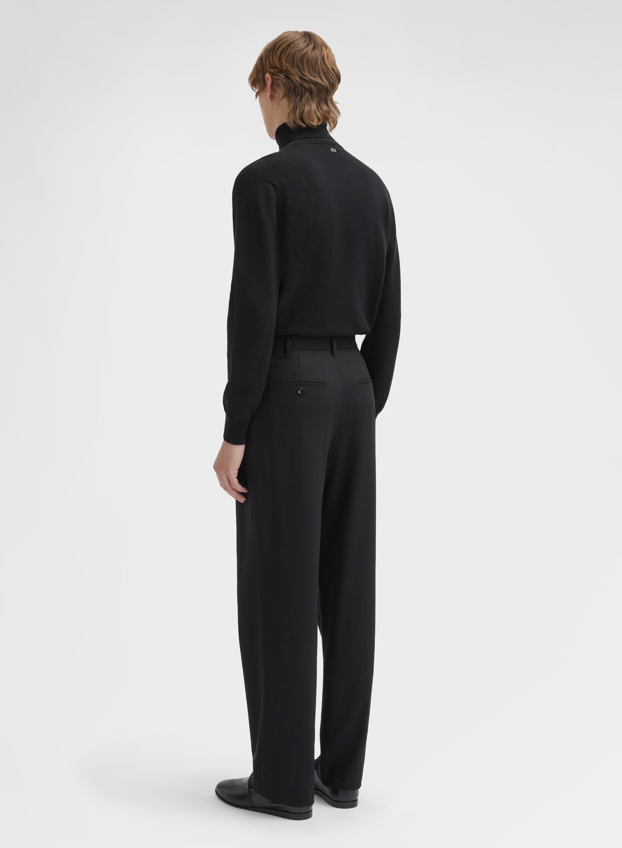 MEN WOOL CASHMERE STRETCH FLANNEL PANTS BLACK