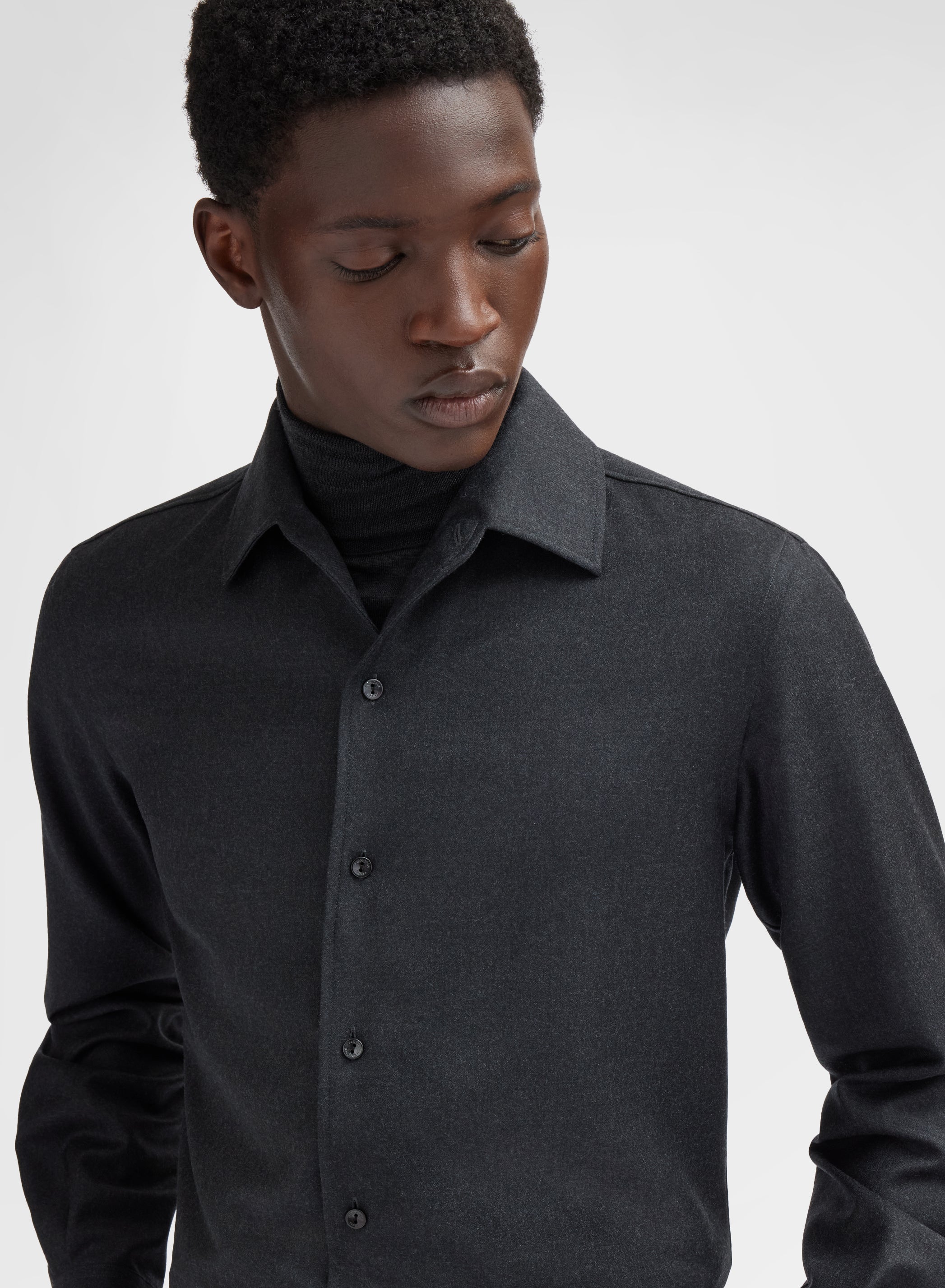 LIGHT WOOL FLANNEL SHIRT DARK GREY