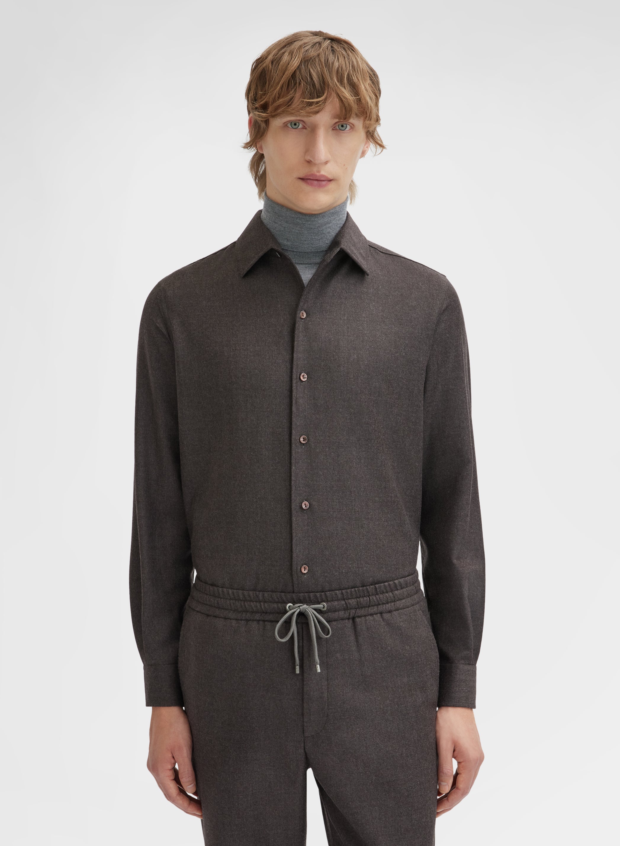 LIGHT WOOL FLANNEL SHIRT CUMINO