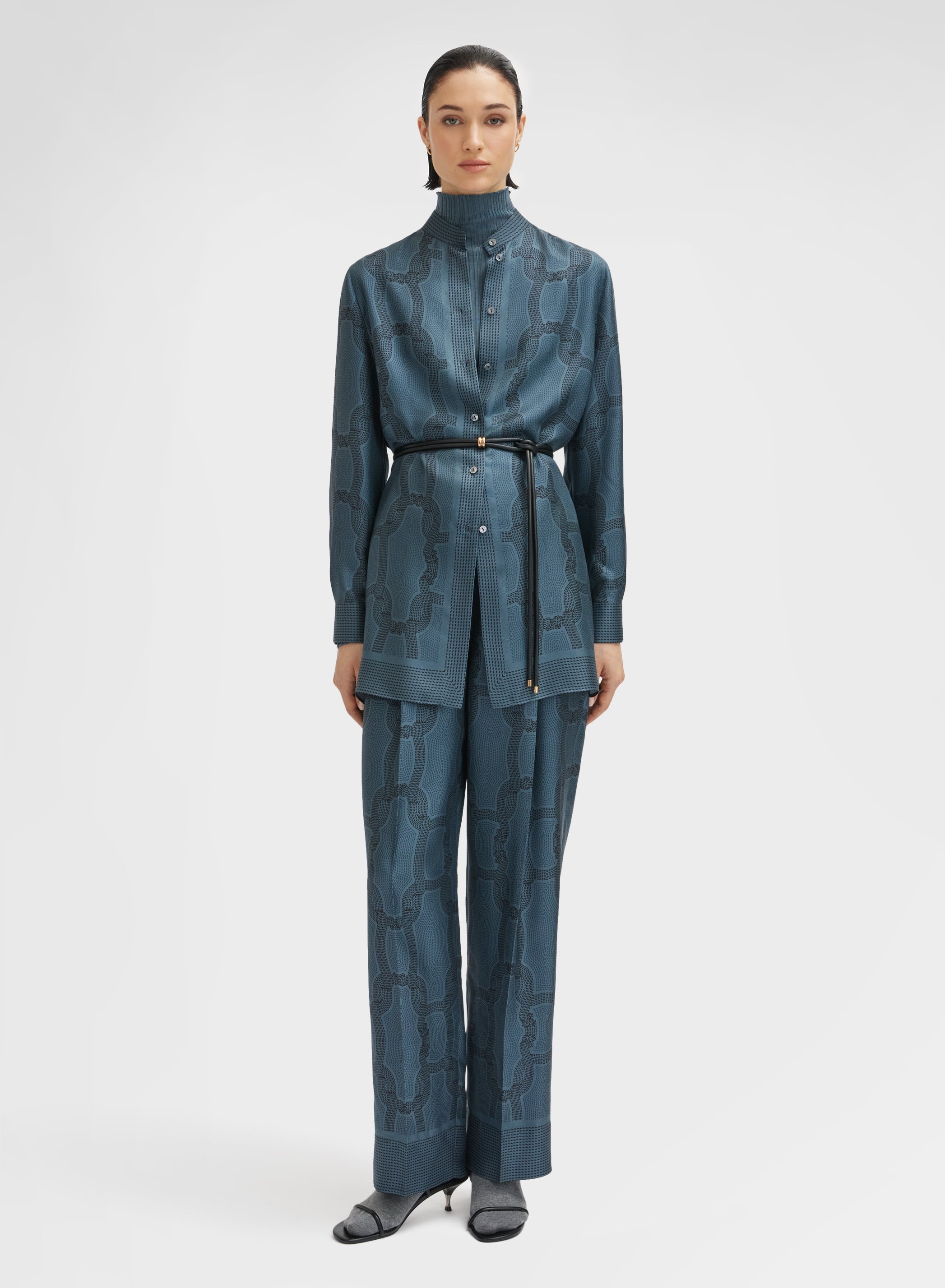 STITCH CHAIN PRINT SHIRT PETROL