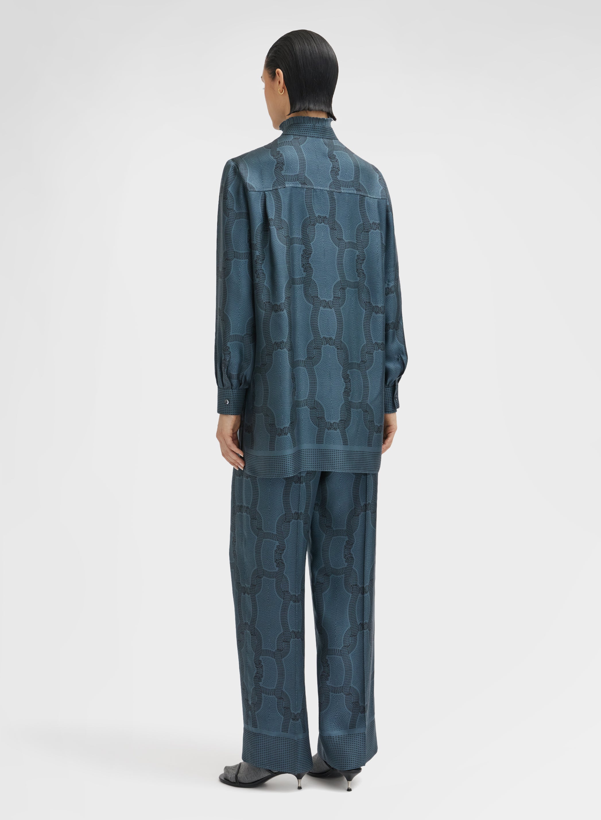 STITCH CHAIN PRINT SHIRT PETROL