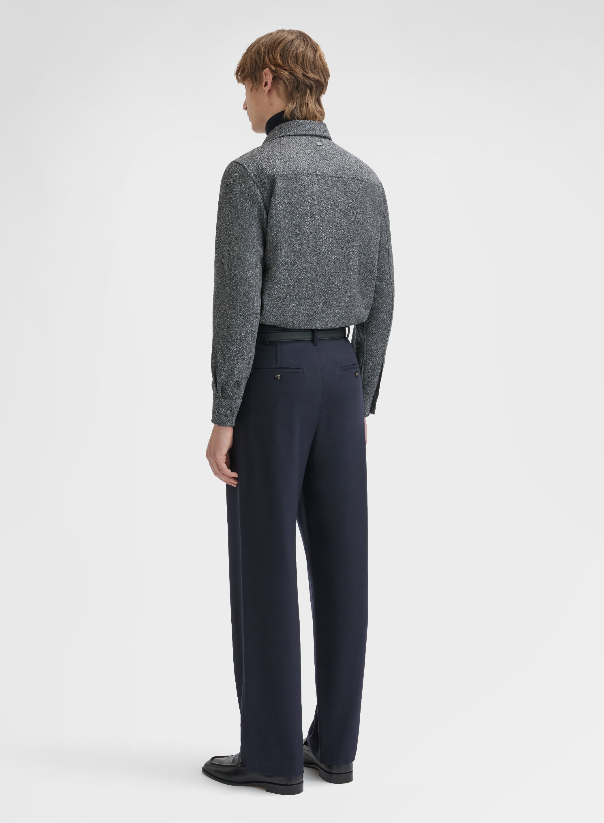 WOOL CASHMERE BOUCLE SHIRT CHARCOAL