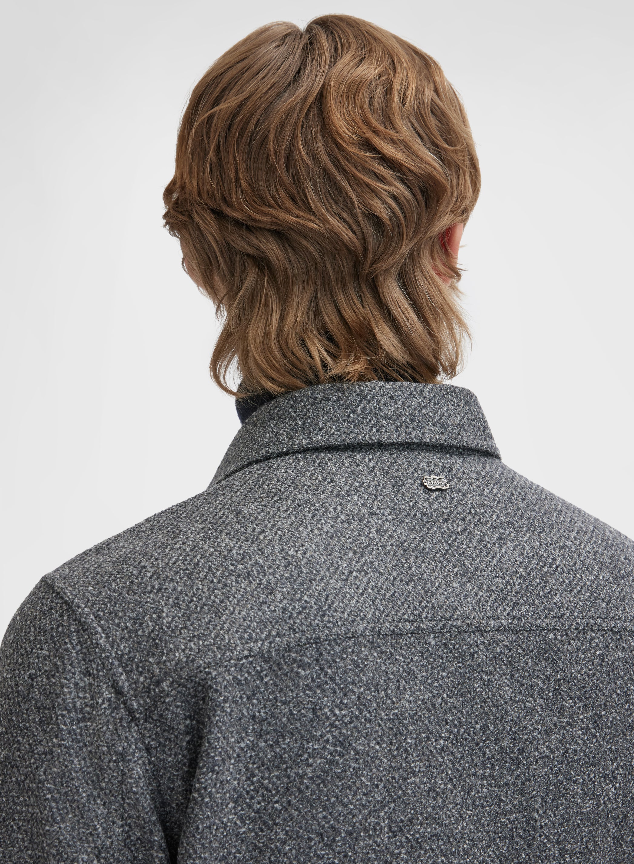 WOOL CASHMERE BOUCLE SHIRT CHARCOAL