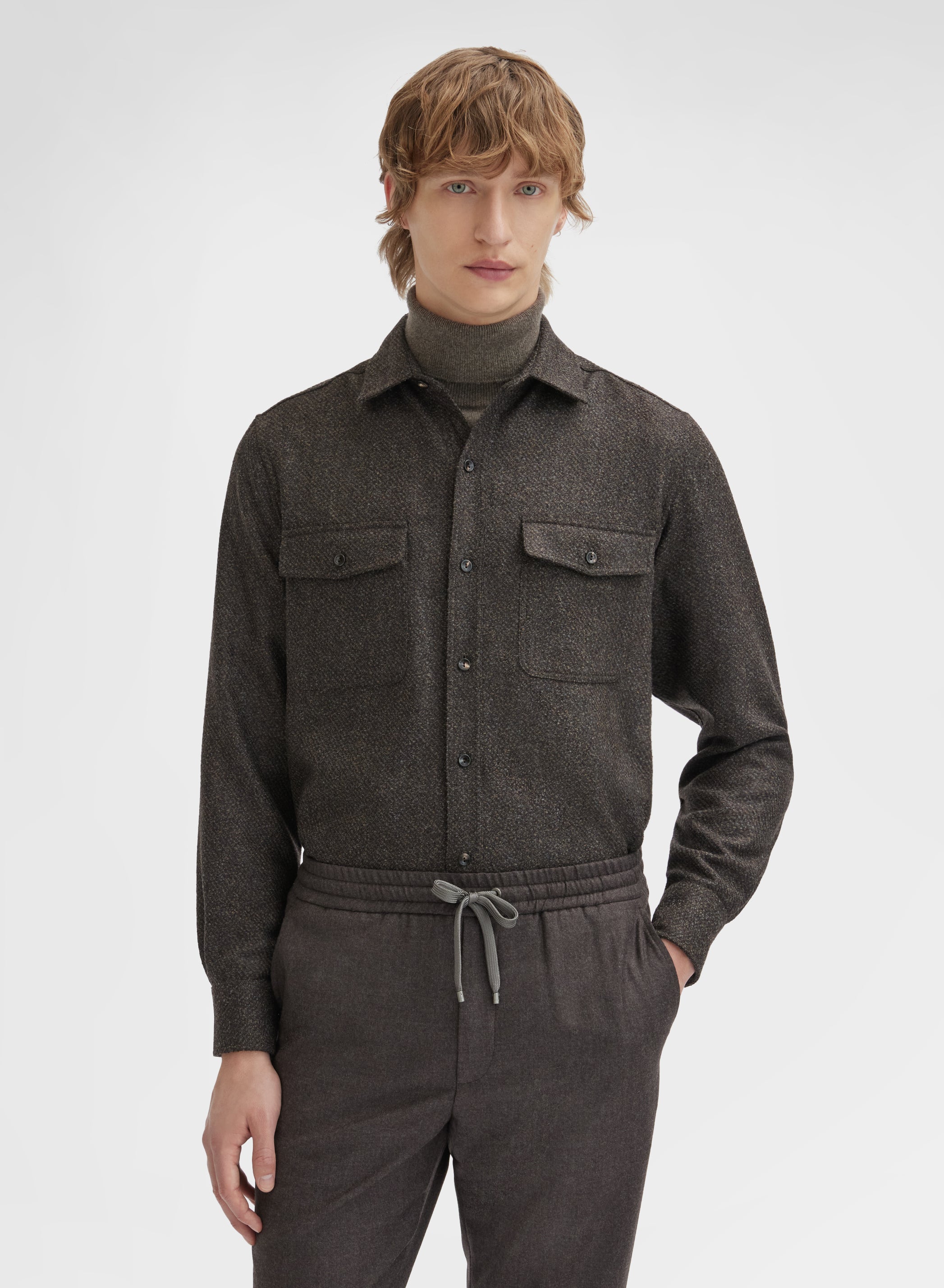 WOOL CASHMERE BOUCLE SHIRT CUMINO