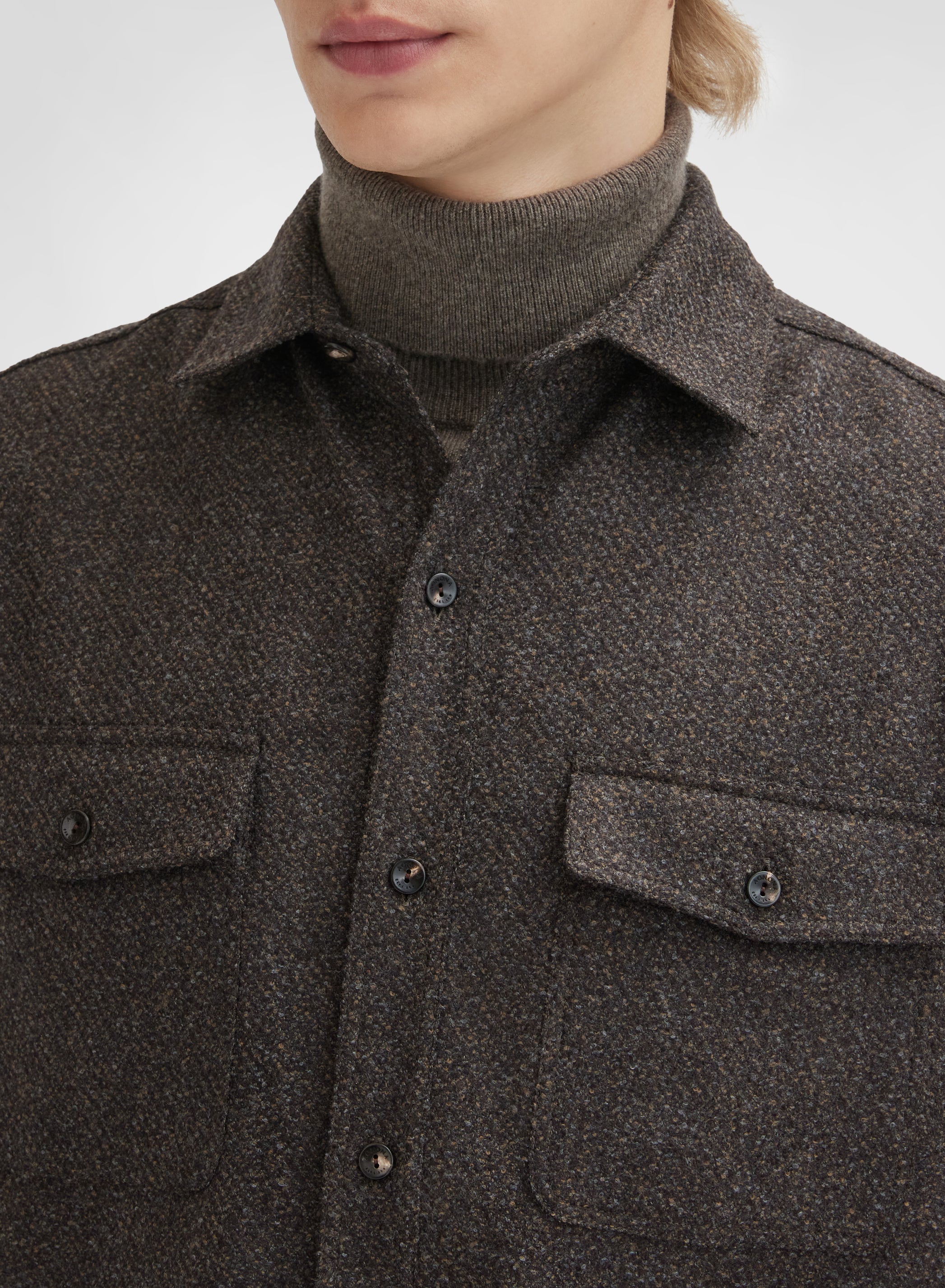 WOOL CASHMERE BOUCLE SHIRT CUMINO