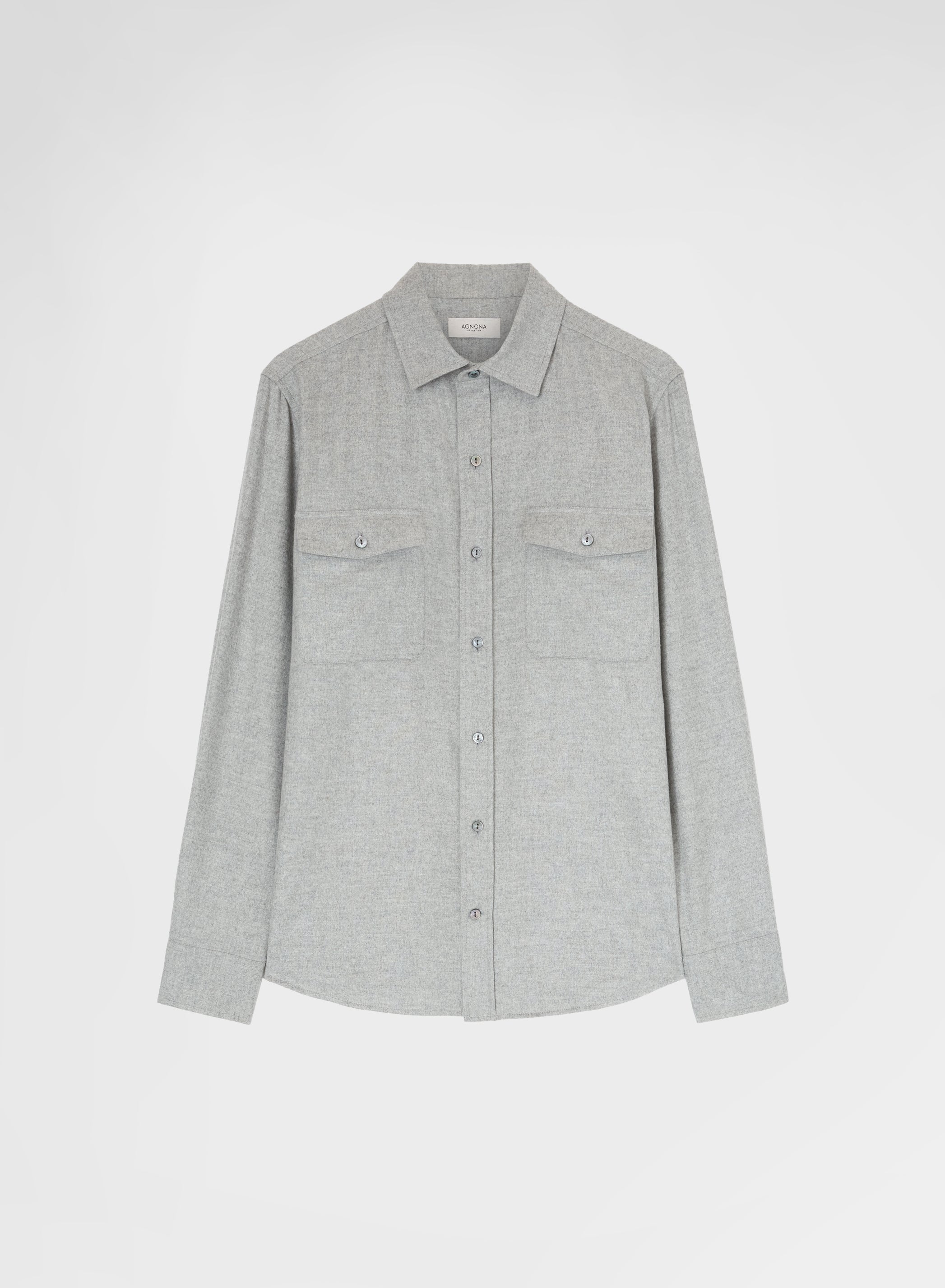 CASHMERE SILK DRAP SHIRT GRANITE
