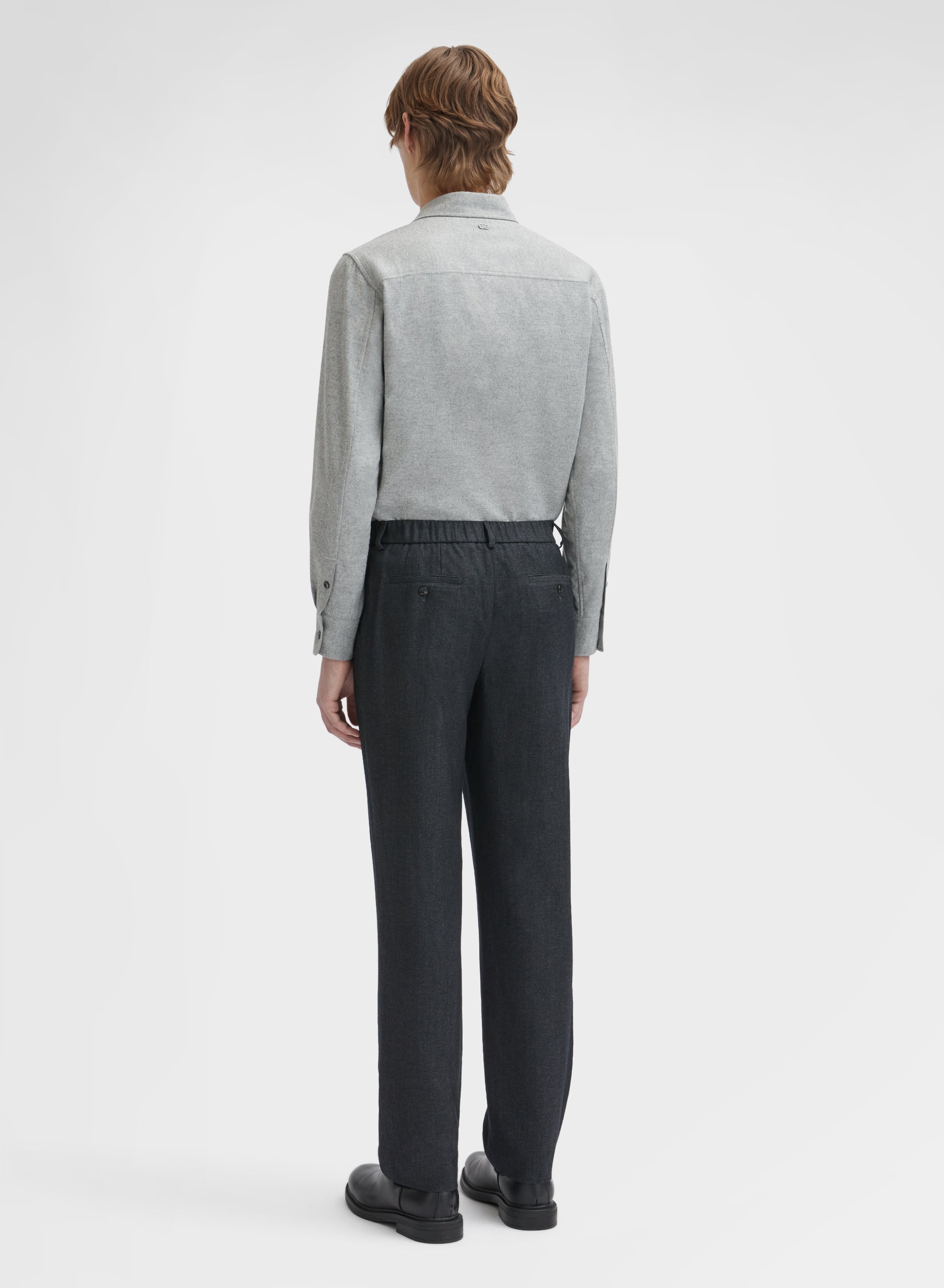 CASHMERE SILK DRAP SHIRT GRANITE
