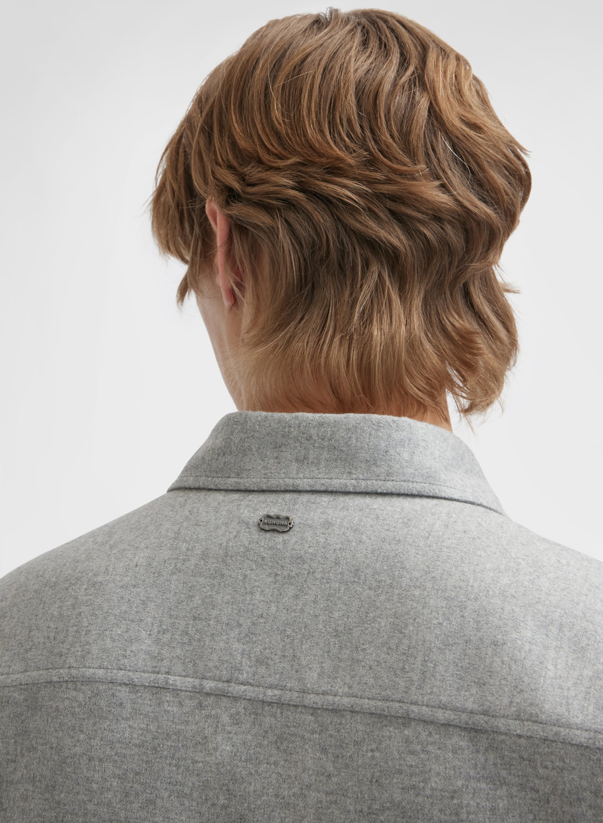 CASHMERE SILK DRAP SHIRT GRANITE