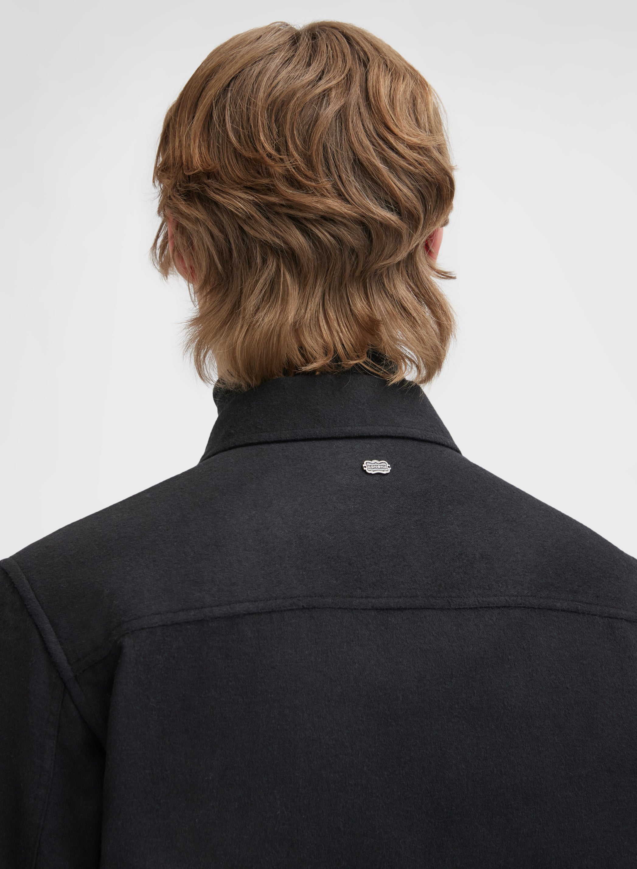 CASHMERE SILK DRAP SHIRT BLACK