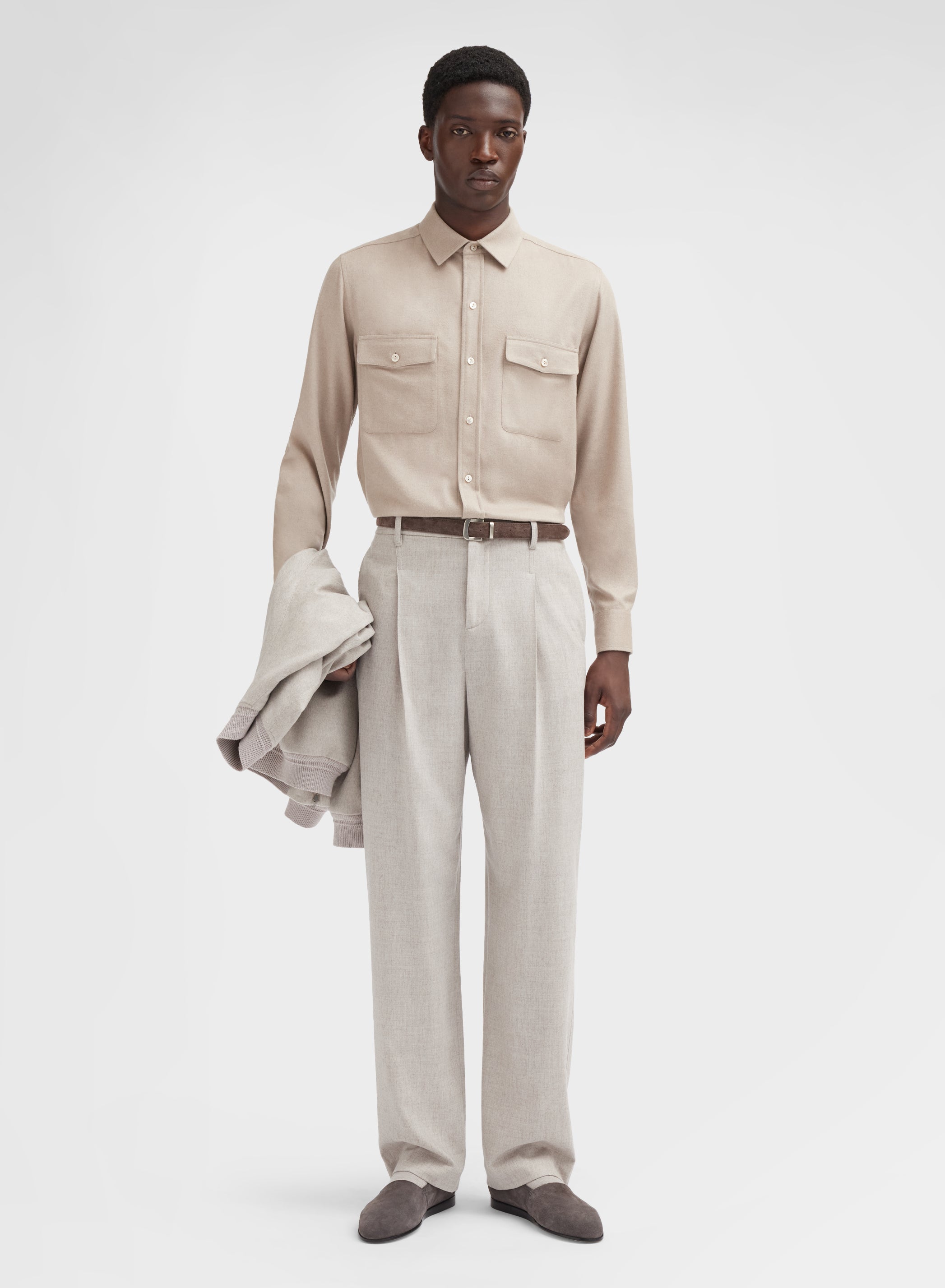 CASHMERE SILK DRAP SHIRT SESAMO
