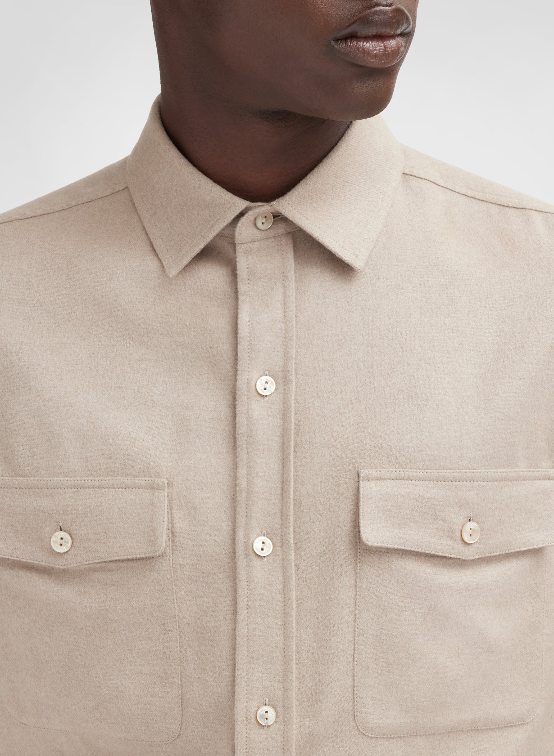 CASHMERE SILK DRAP SHIRT SESAMO