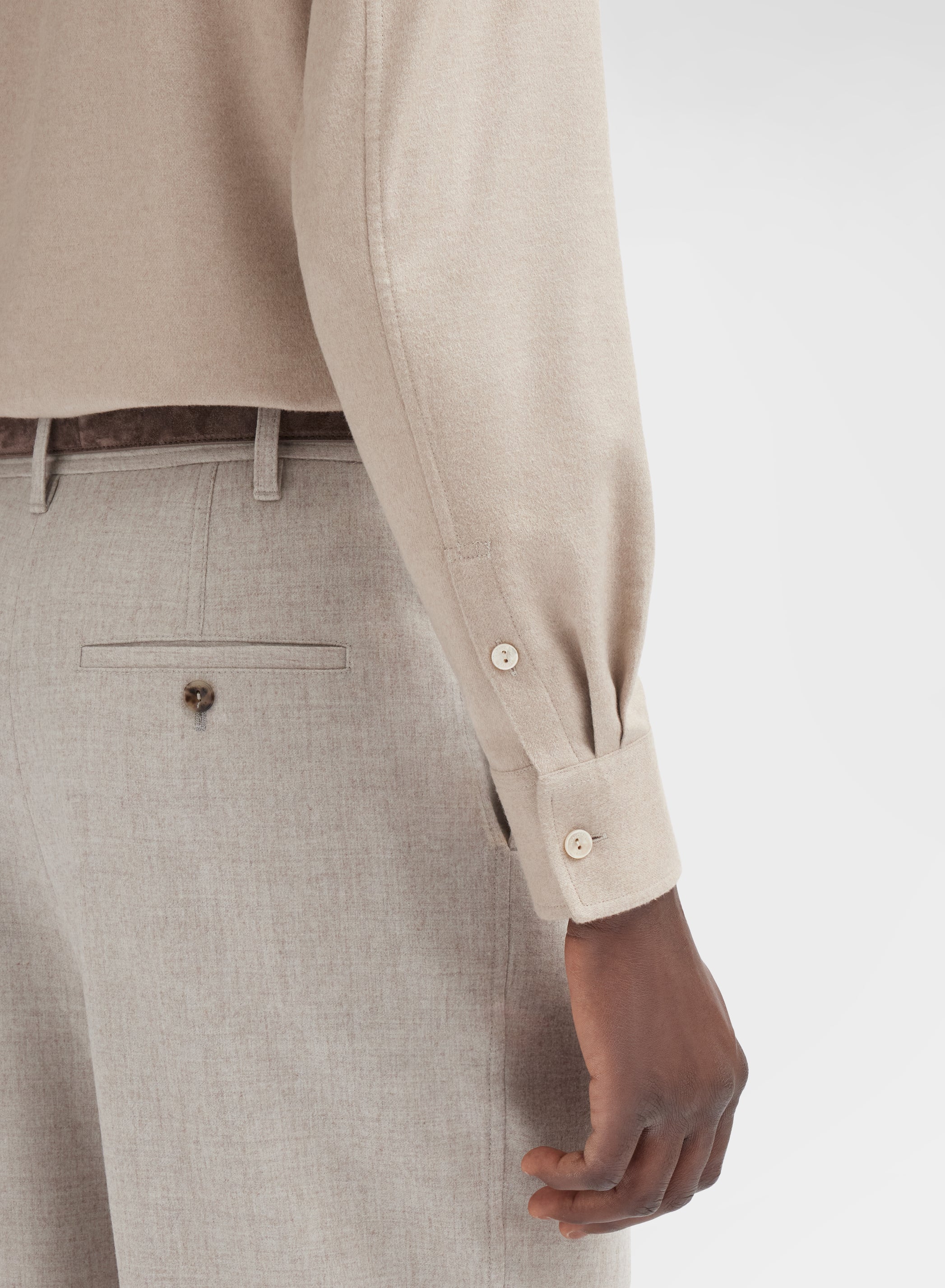 CASHMERE SILK DRAP SHIRT SESAMO