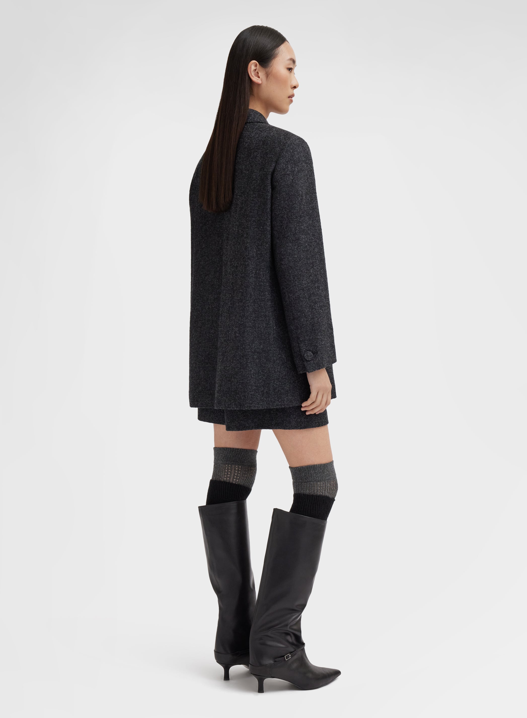 PRESSED BOUCLE JACKET DARK GREY